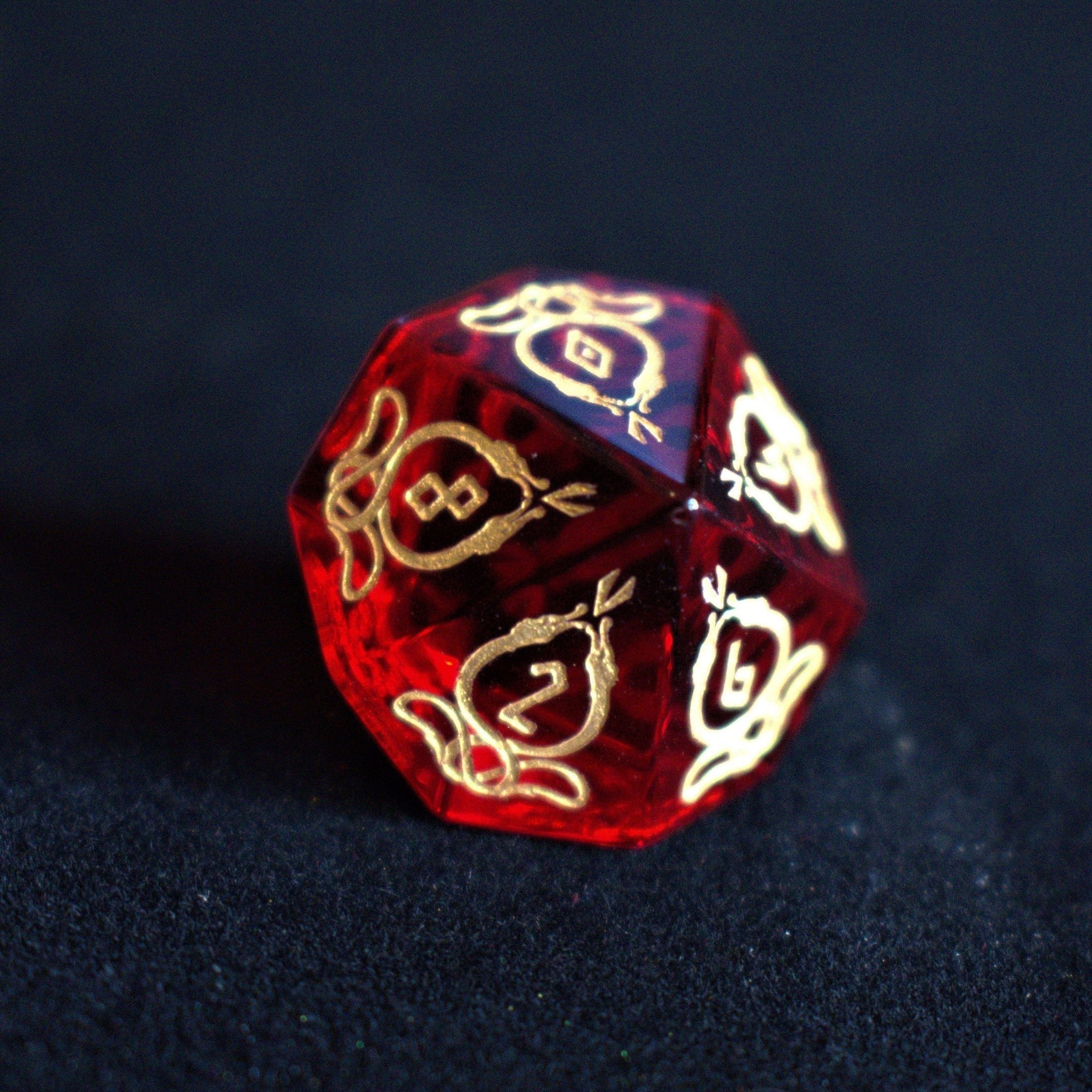 Serpent of Midgard Red Glass Dice Set - Misty Mountain Gaming - 6