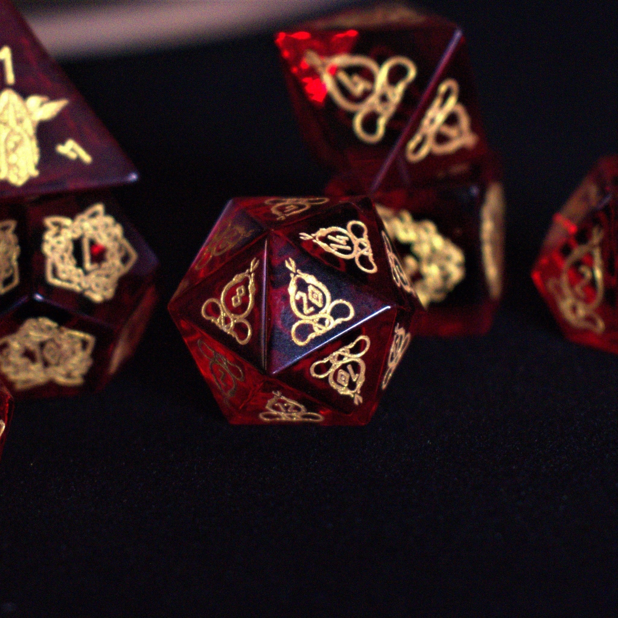 Serpent of Midgard Red Glass Dice Set - Misty Mountain Gaming - 18