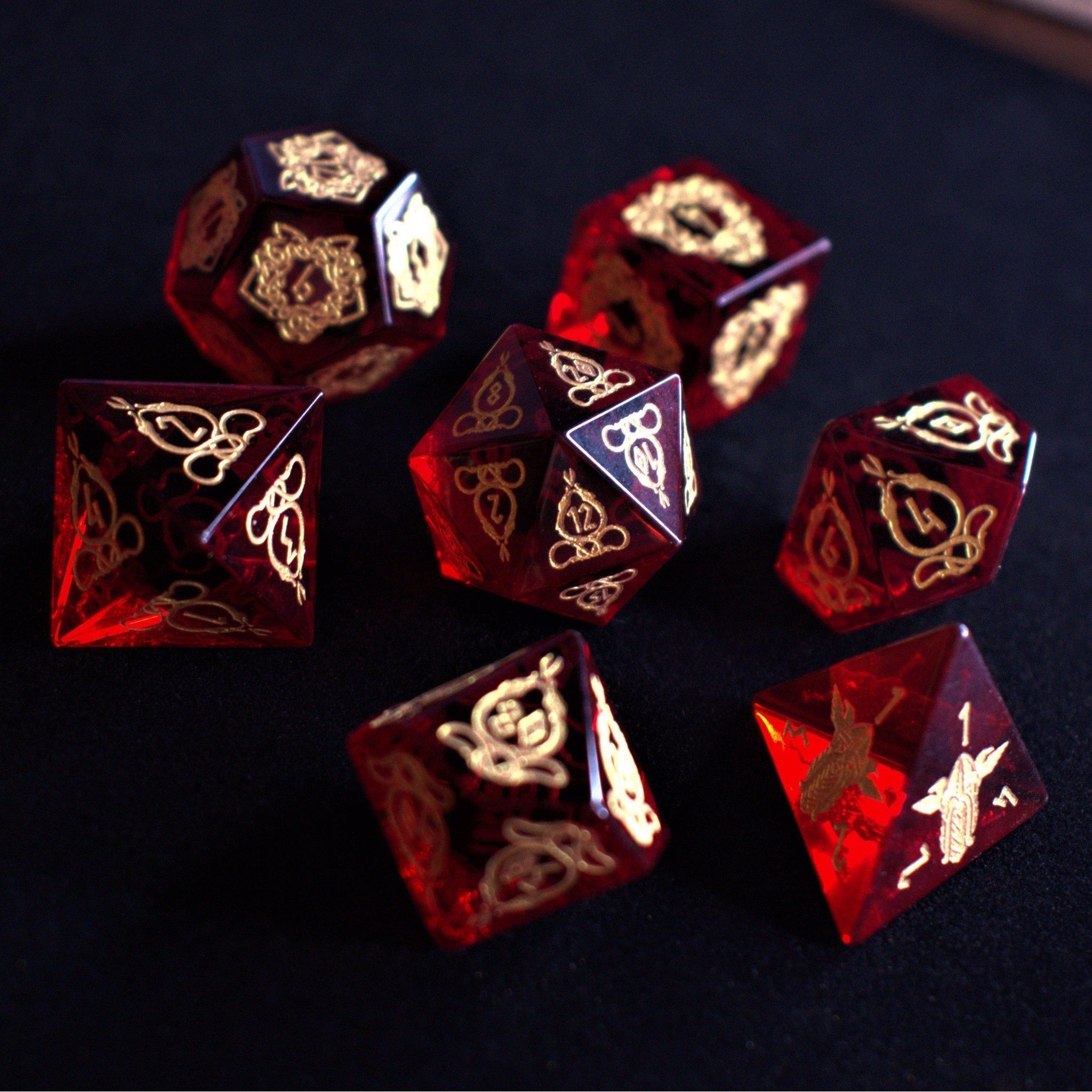 Serpent of Midgard Red Glass Dice Set - Misty Mountain Gaming - 4