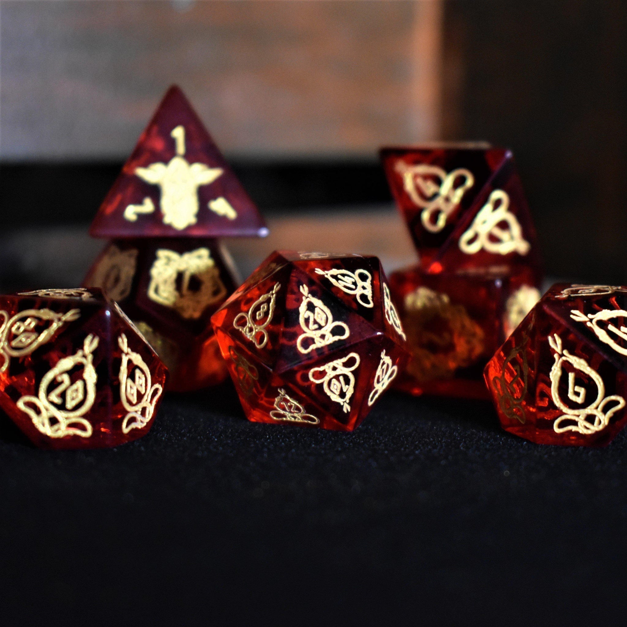 Serpent of Midgard Red Glass Dice Set - Misty Mountain Gaming - 19