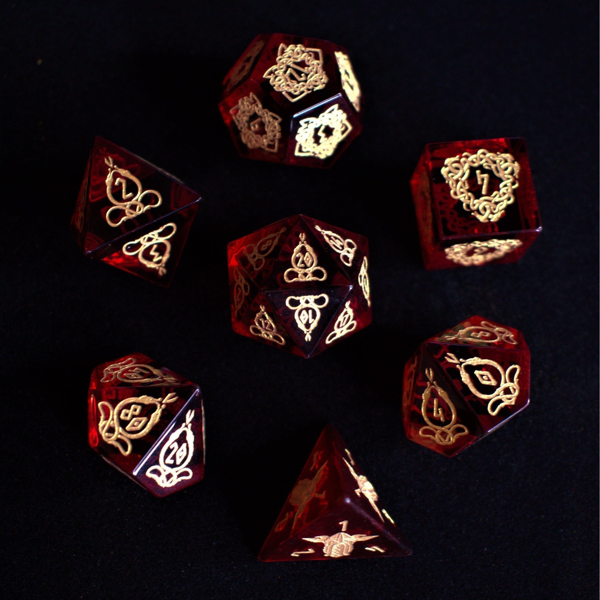 Serpent of Midgard Red Glass Dice Set - Misty Mountain Gaming - 3