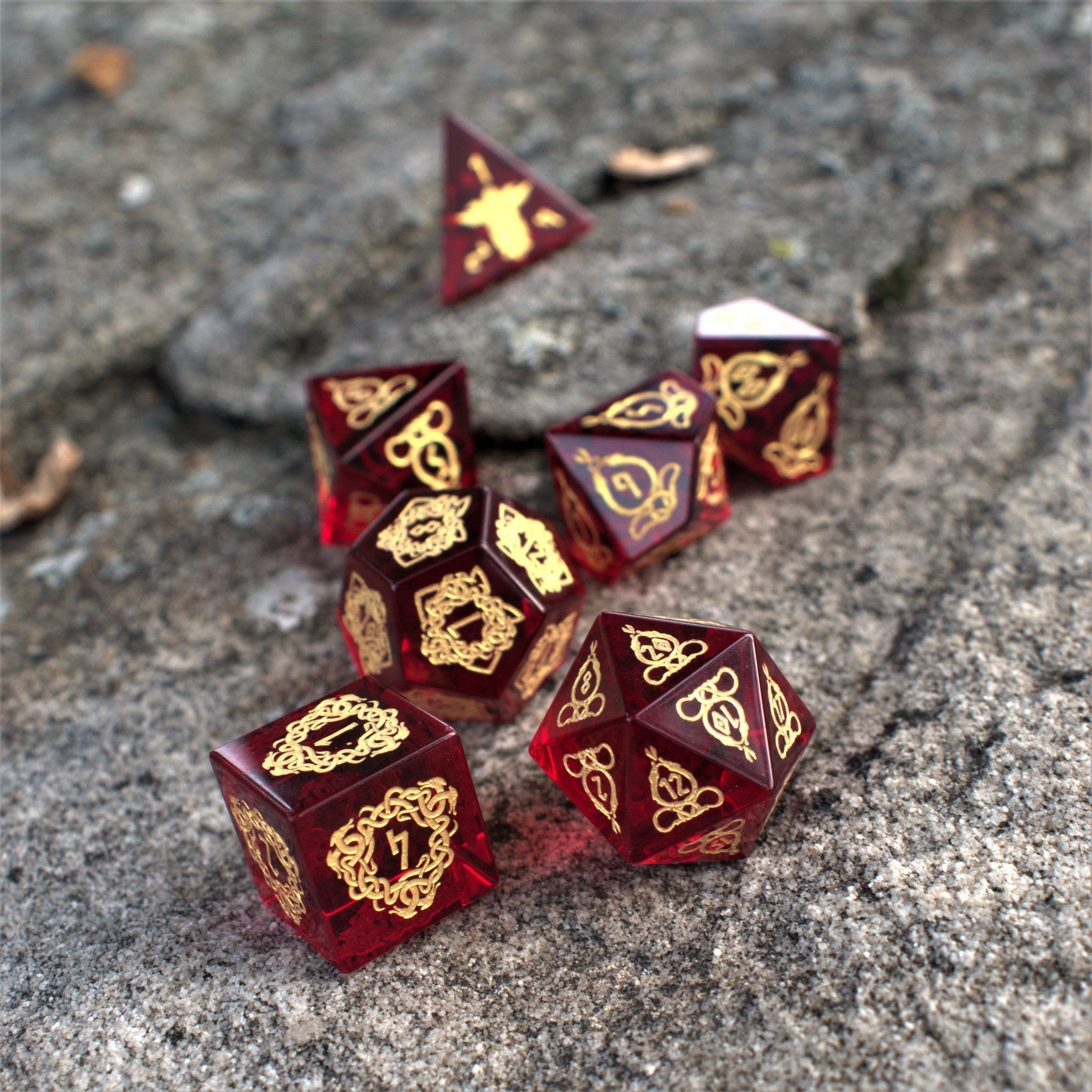 Serpent of Midgard Red Glass Dice Set - Misty Mountain Gaming - 11