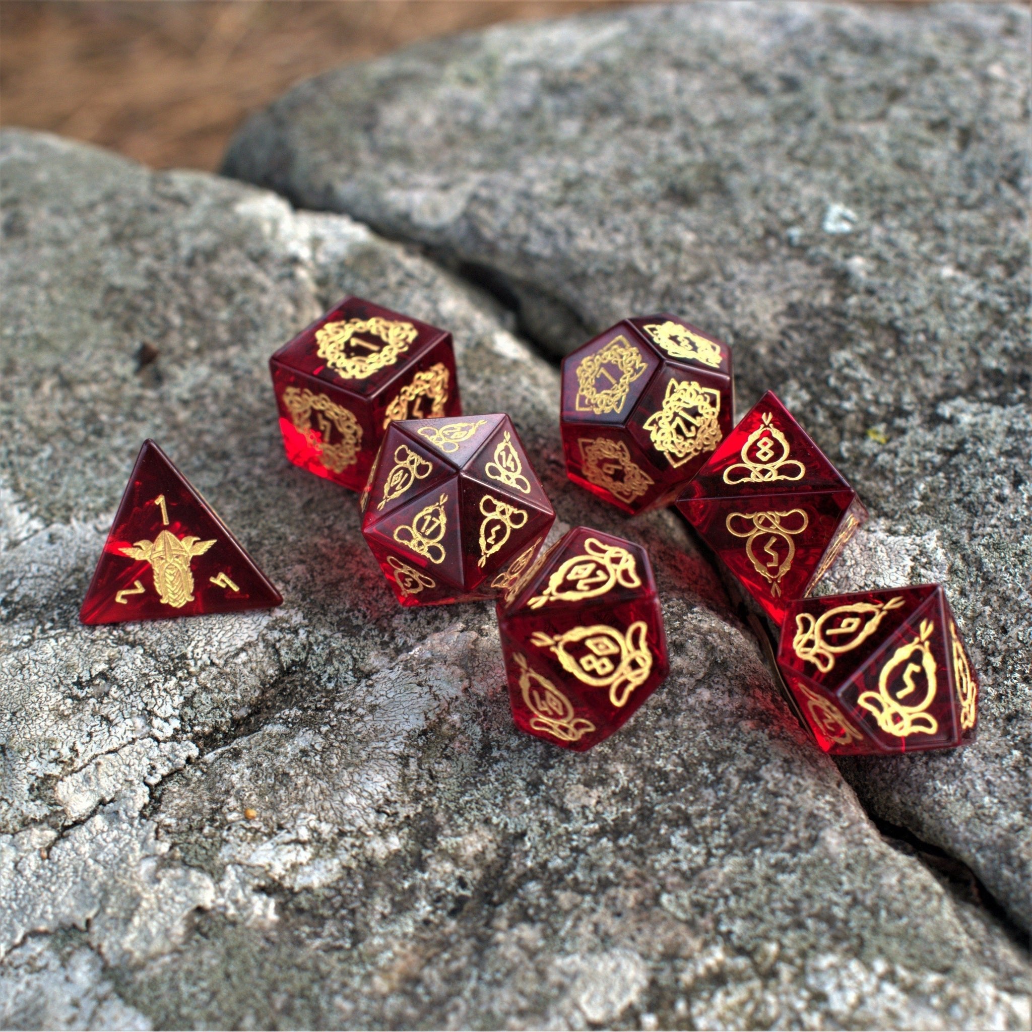 Serpent of Midgard Red Glass Dice Set - Misty Mountain Gaming - 14