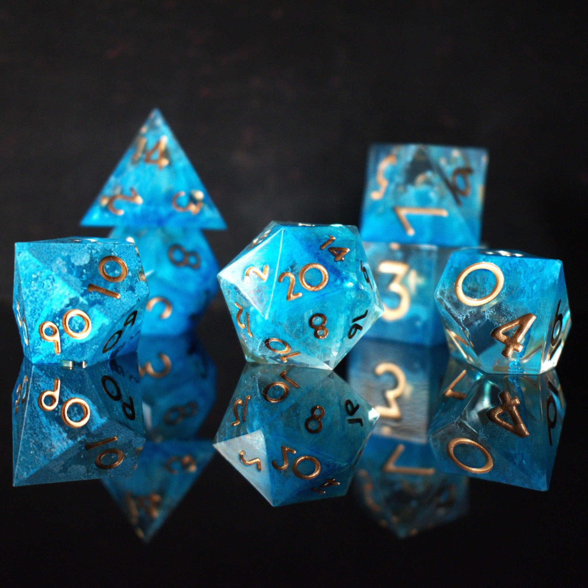 Shape of Water Sharp - Edged Resin Dice Set - Misty Mountain Gaming - 1