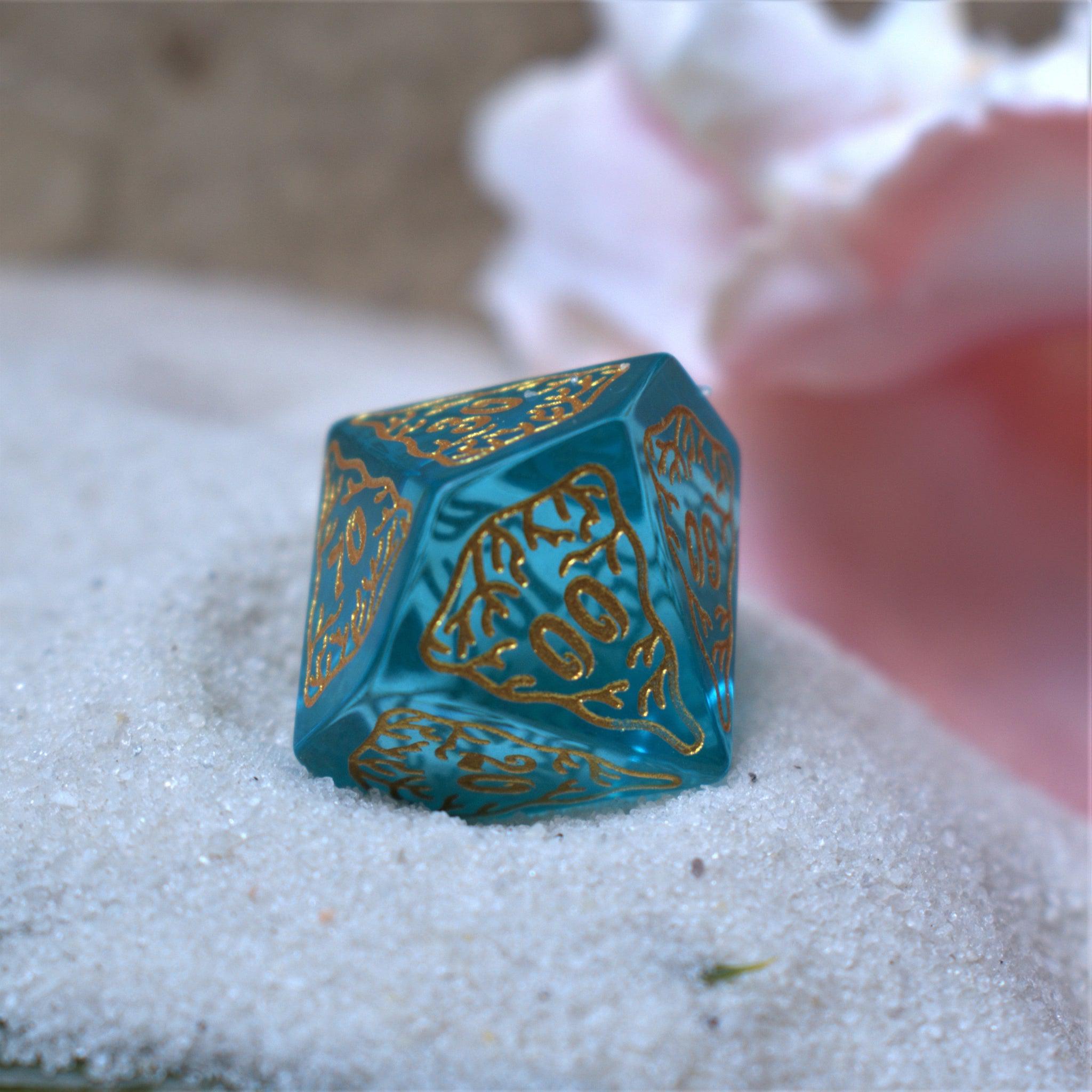 Siren's Song Aqua Blue Glass Dice Set - Misty Mountain Gaming - 8