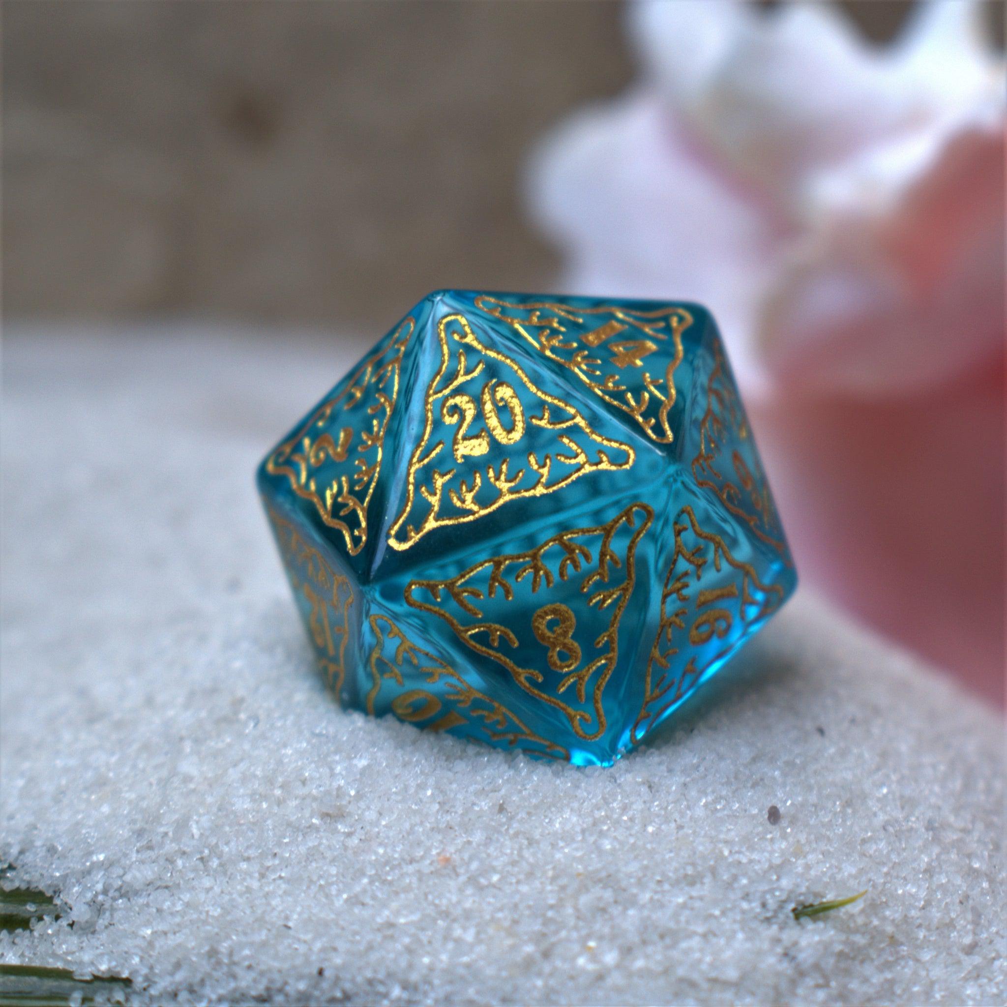 Siren's Song Aqua Blue Glass Dice Set - Misty Mountain Gaming - 5