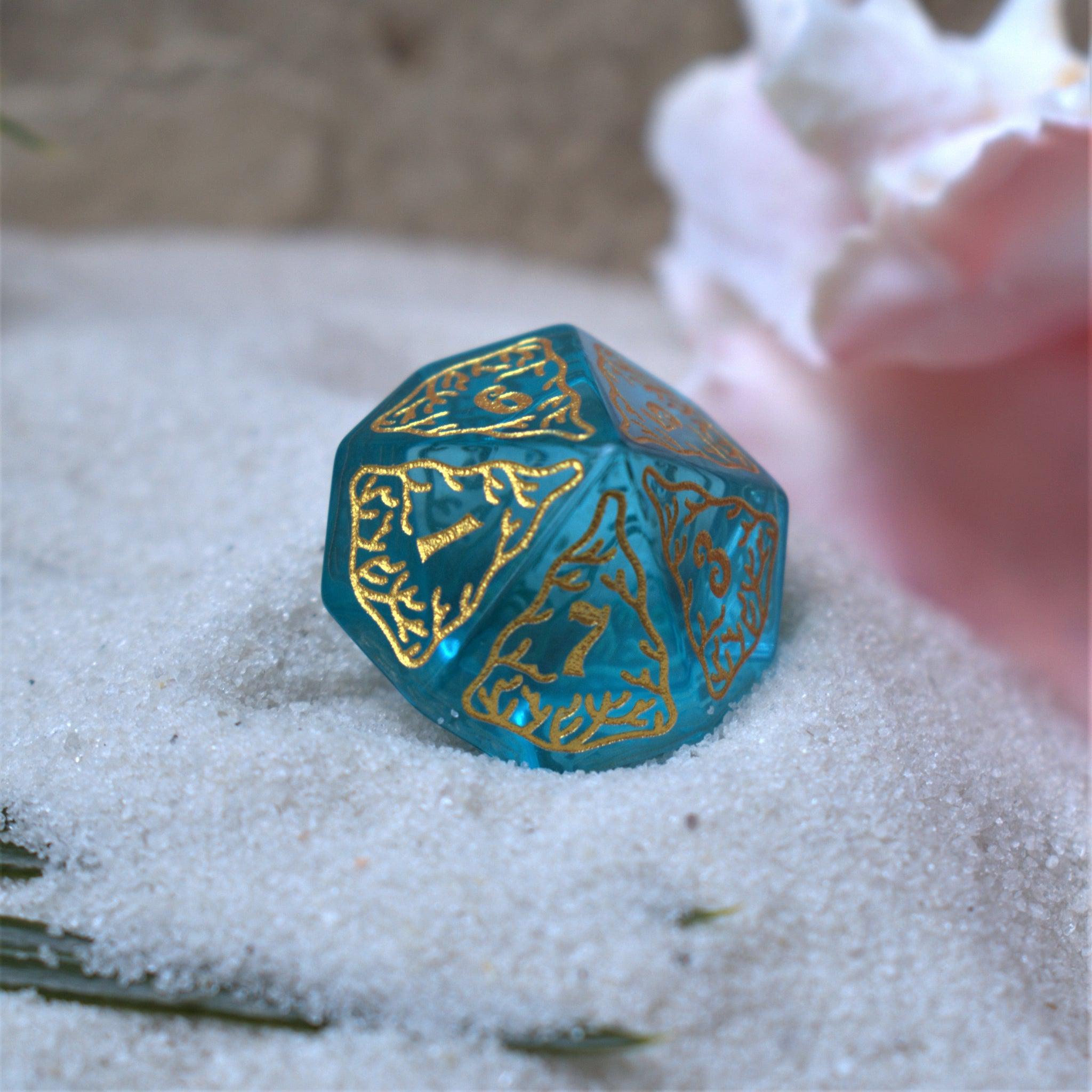 Siren's Song Aqua Blue Glass Dice Set - Misty Mountain Gaming - 10