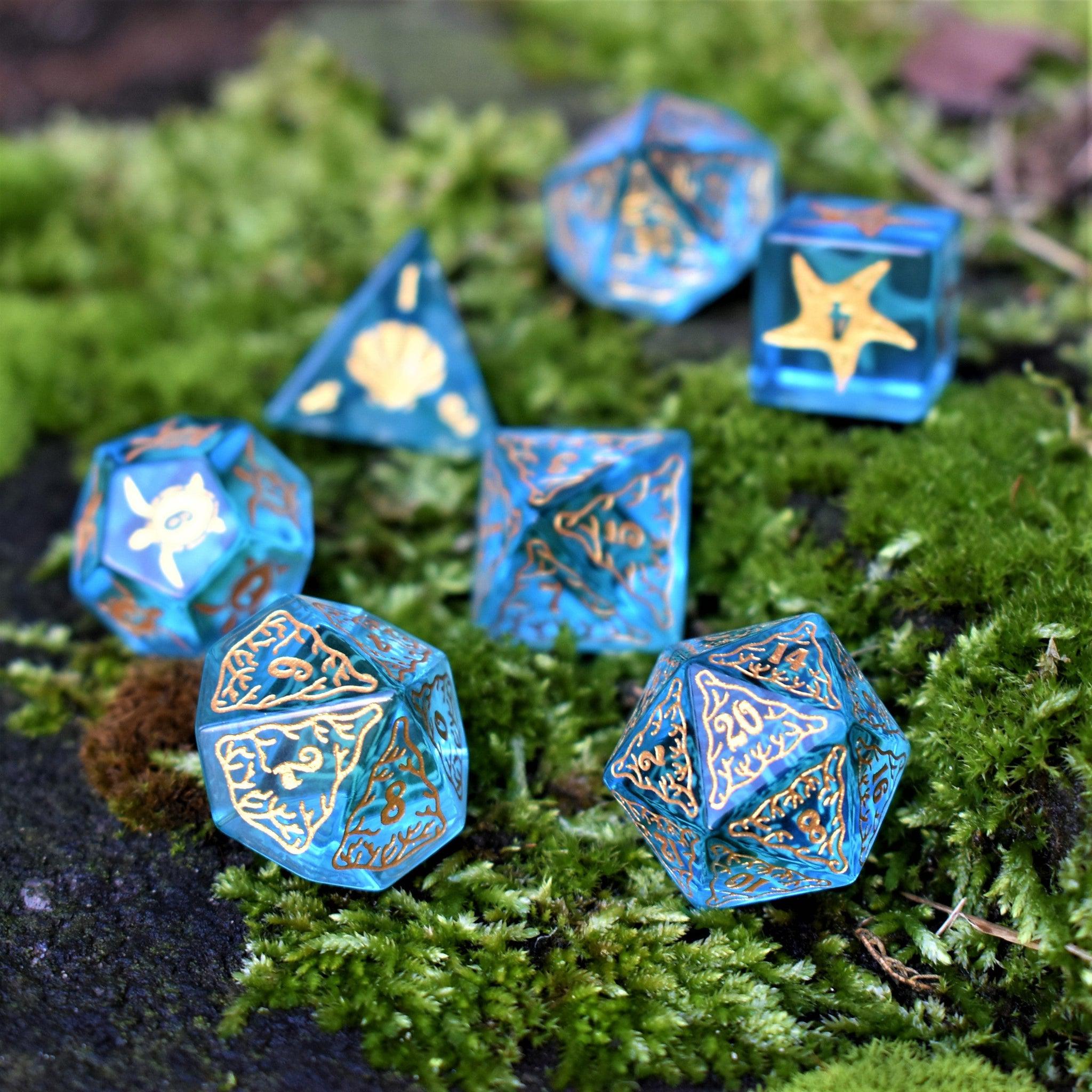 Siren's Song Aqua Blue Glass Dice Set - Misty Mountain Gaming - 2