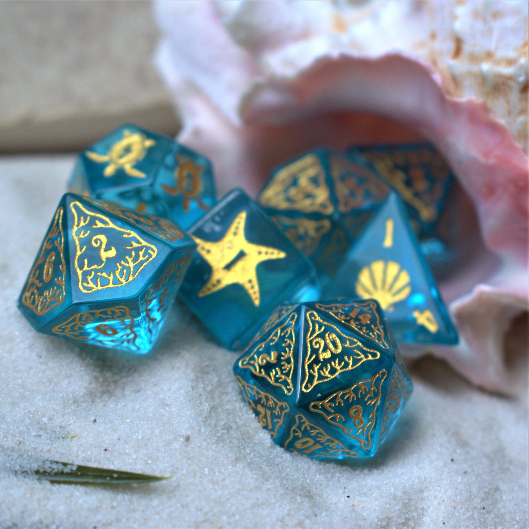 Siren's Song Aqua Blue Glass Dice Set - Misty Mountain Gaming - 1