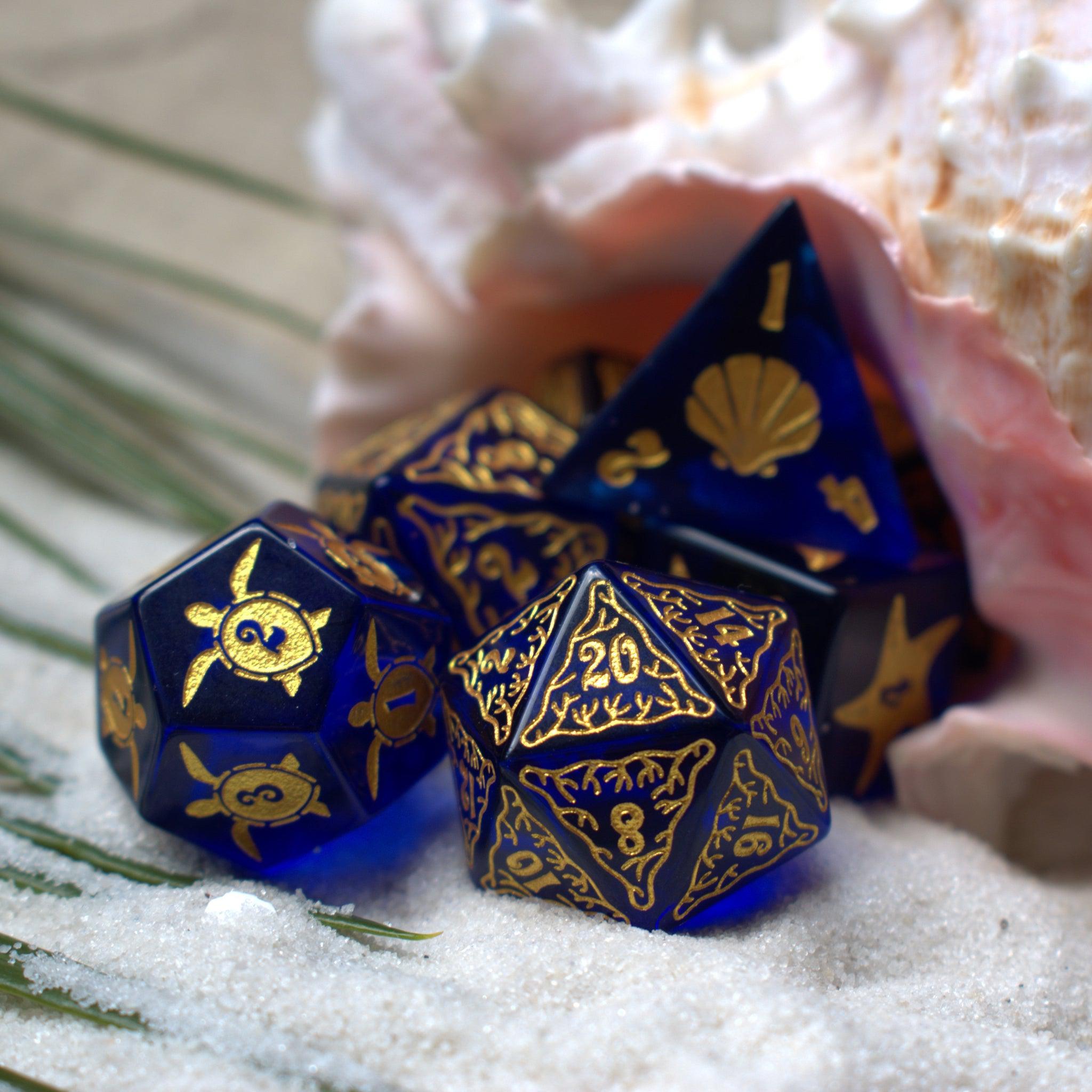 Siren's Song Deep Blue Glass Dice Set - Misty Mountain Gaming - 13