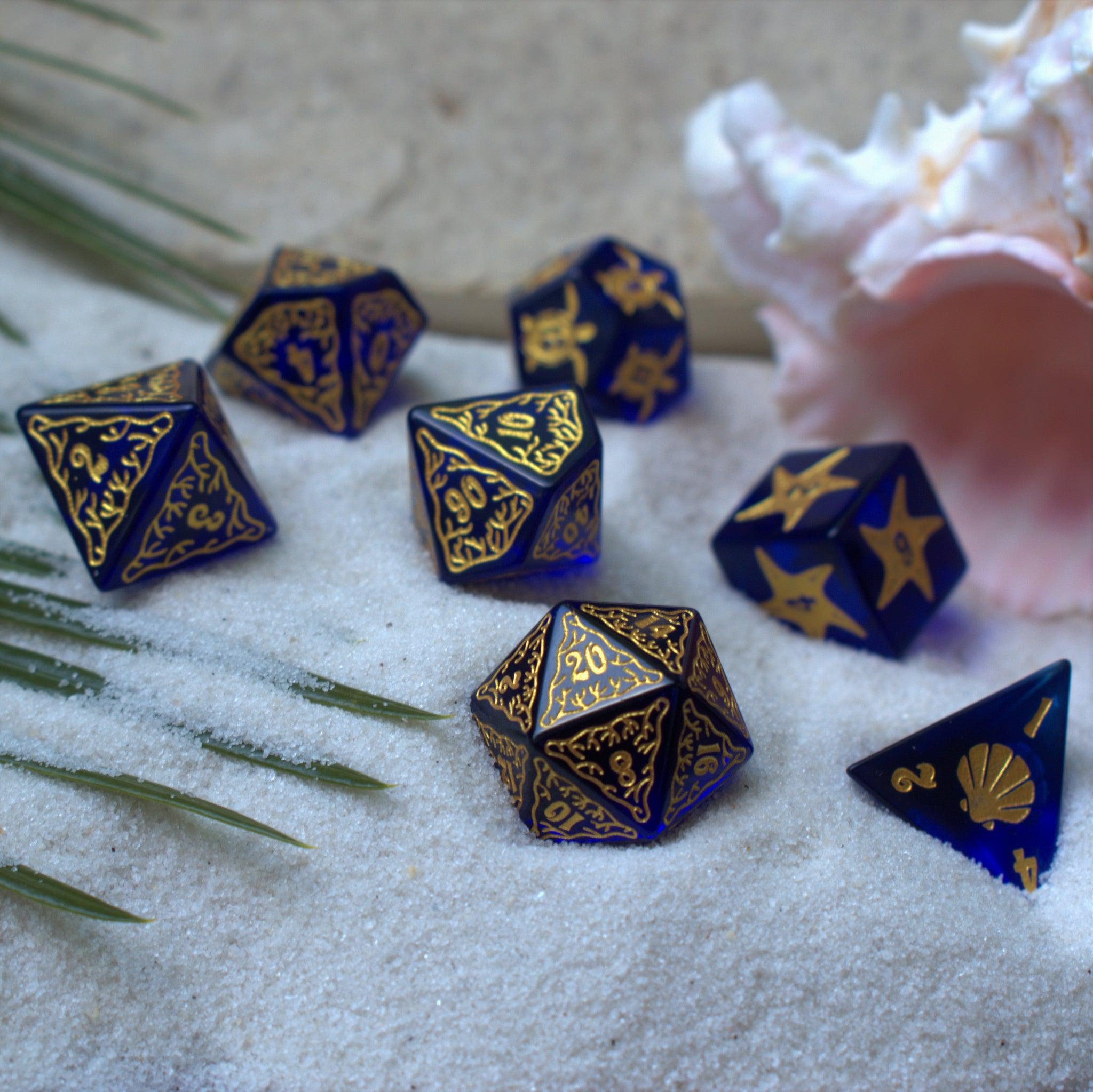 Siren's Song Deep Blue Glass Dice Set - Misty Mountain Gaming - 5