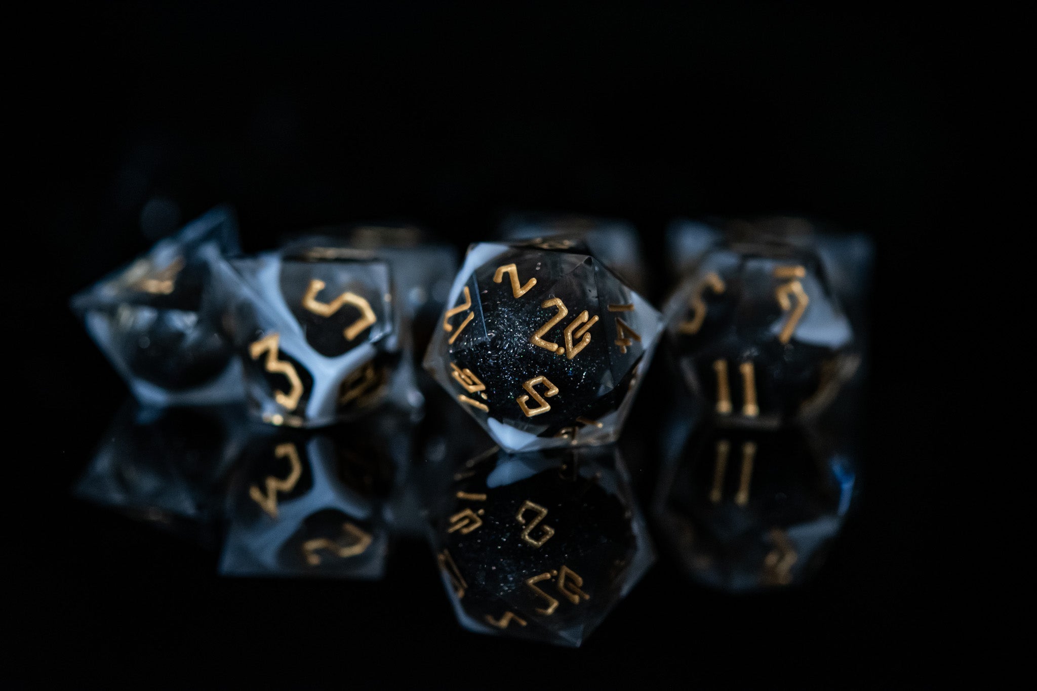 Smoke and Mirrors Liquid Core Dice Set - Misty Mountain Gaming - 6