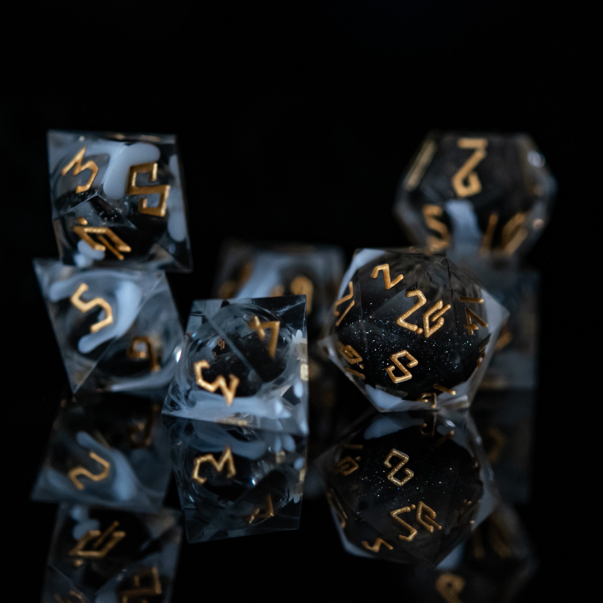 Smoke and Mirrors Liquid Core Dice Set - Misty Mountain Gaming - 8