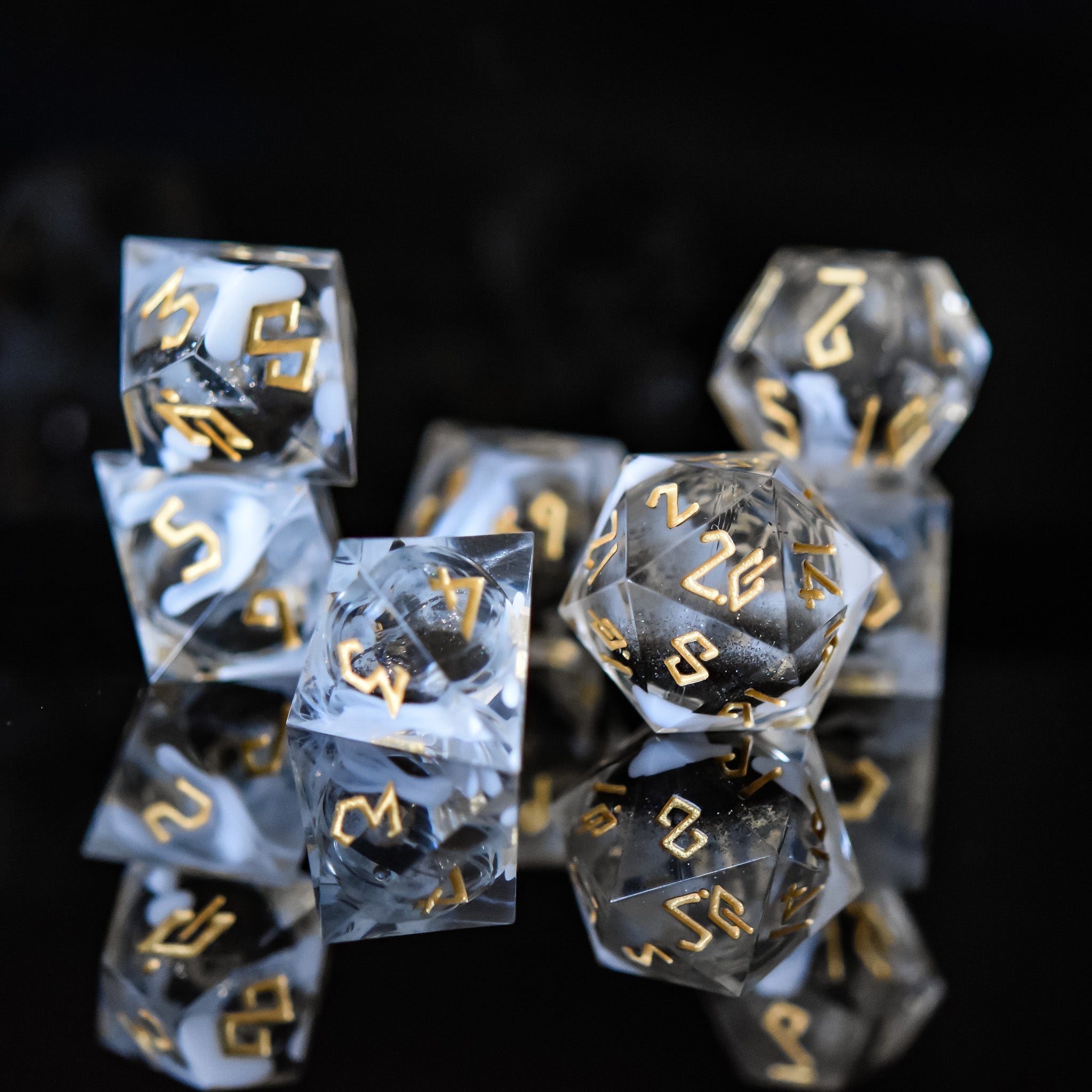 Smoke and Mirrors Liquid Core Dice Set - Misty Mountain Gaming - 5