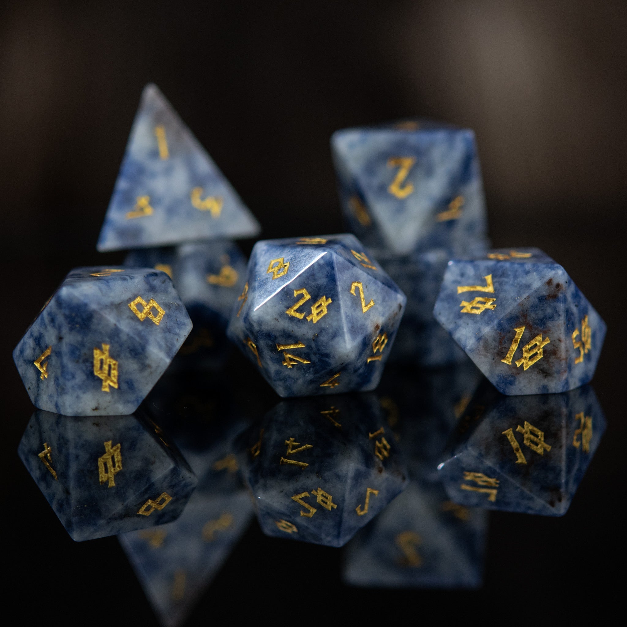 Sodalite Stone Dice Set - Misty Mountain Gaming - 1