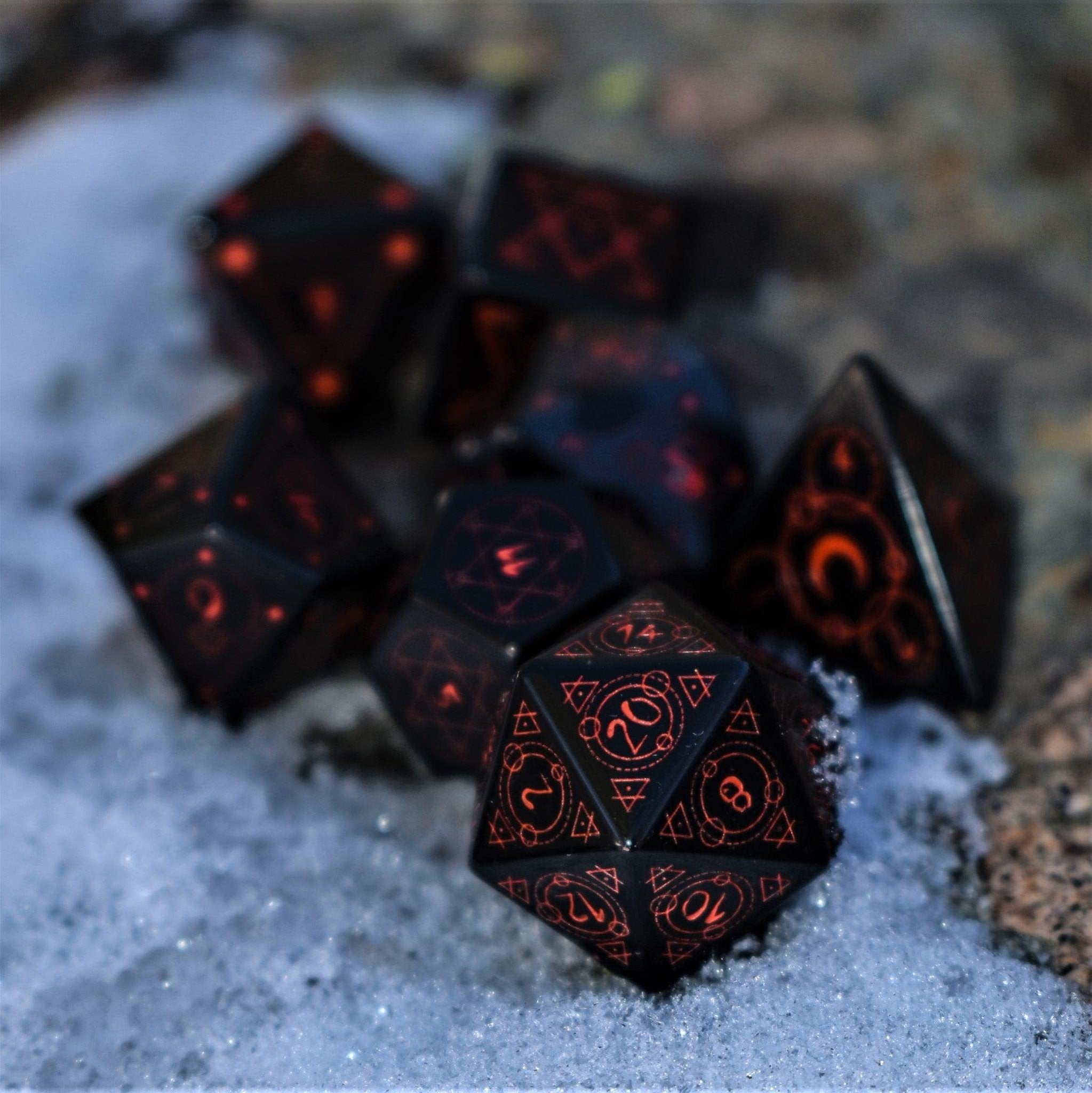 Spellcaster Obsidian Stone Dice Set - Misty Mountain Gaming - 2