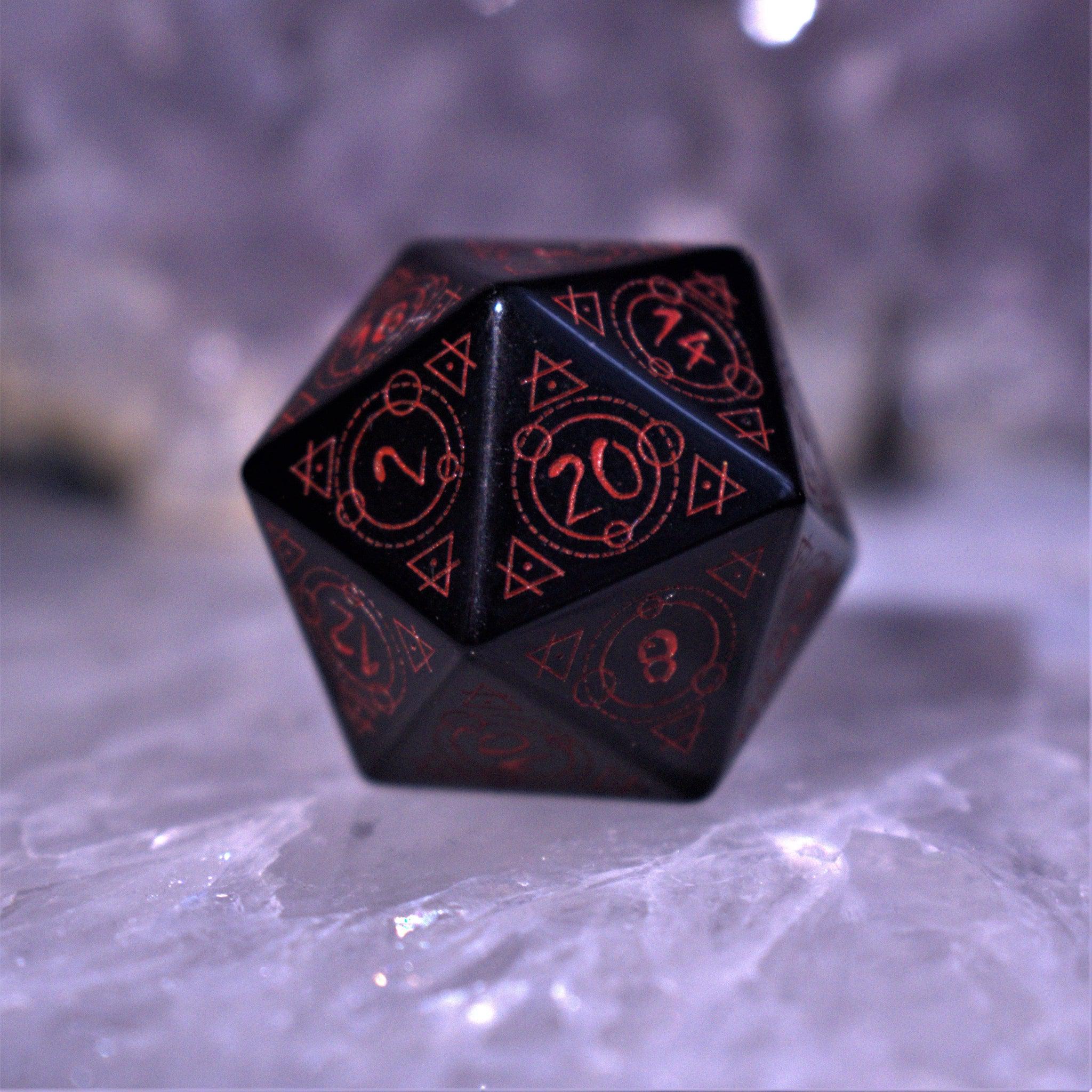 Spellcaster Obsidian Stone Dice Set - Misty Mountain Gaming - 9