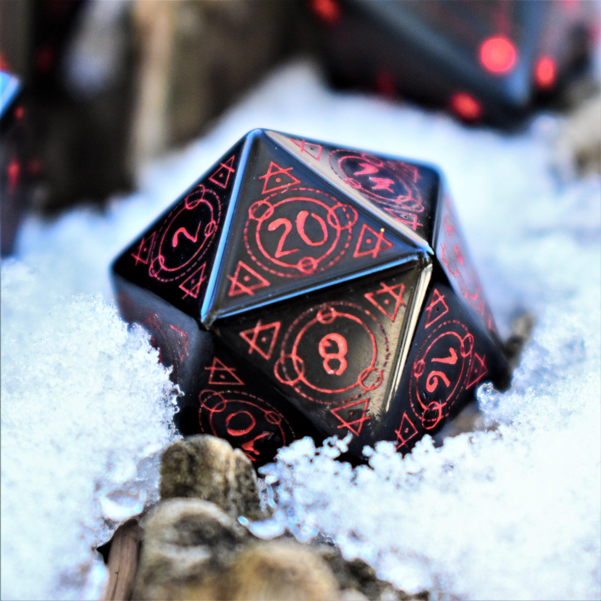 Spellcaster Obsidian Stone Dice Set - Misty Mountain Gaming - 5