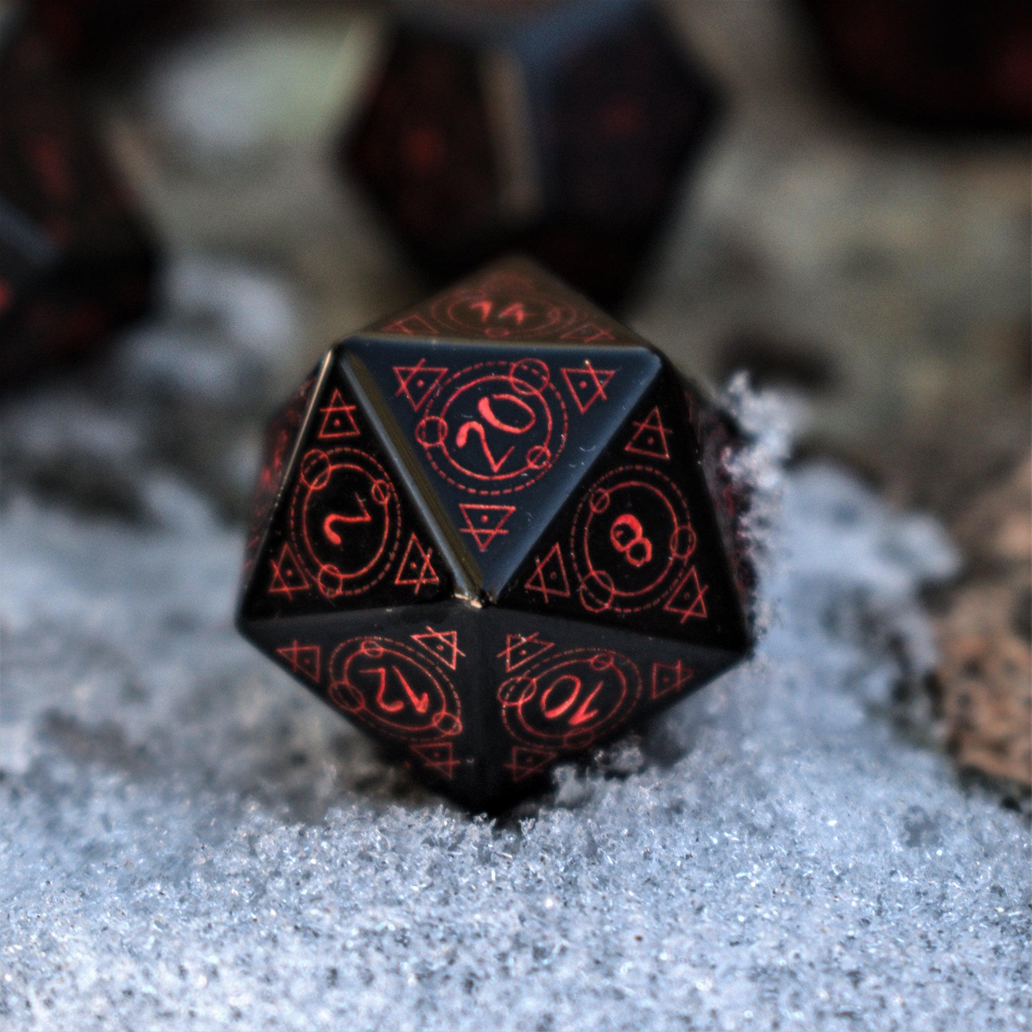 Spellcaster Obsidian Stone Dice Set - Misty Mountain Gaming - 3