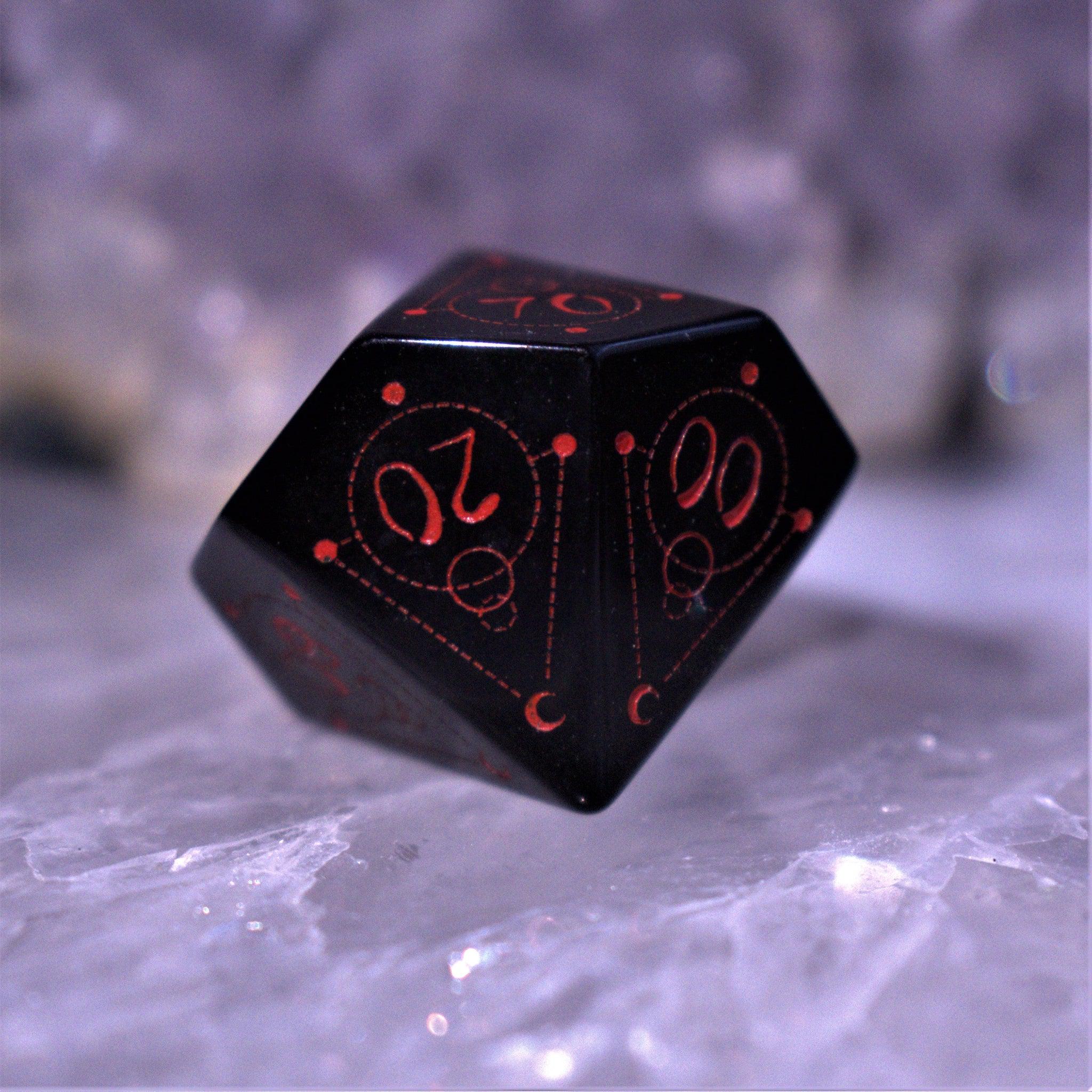 Spellcaster Obsidian Stone Dice Set - Misty Mountain Gaming - 12