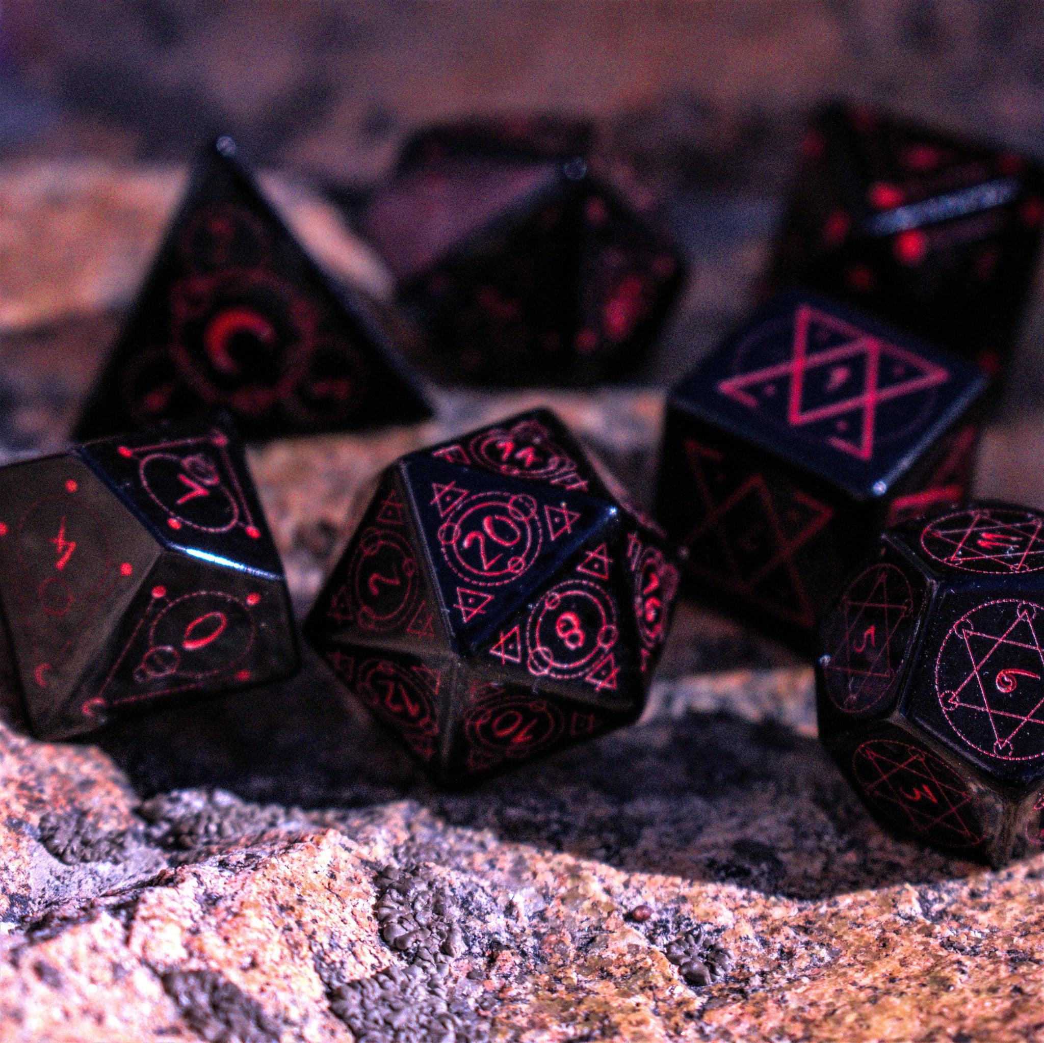 Spellcaster Obsidian Stone Dice Set - Misty Mountain Gaming - 6