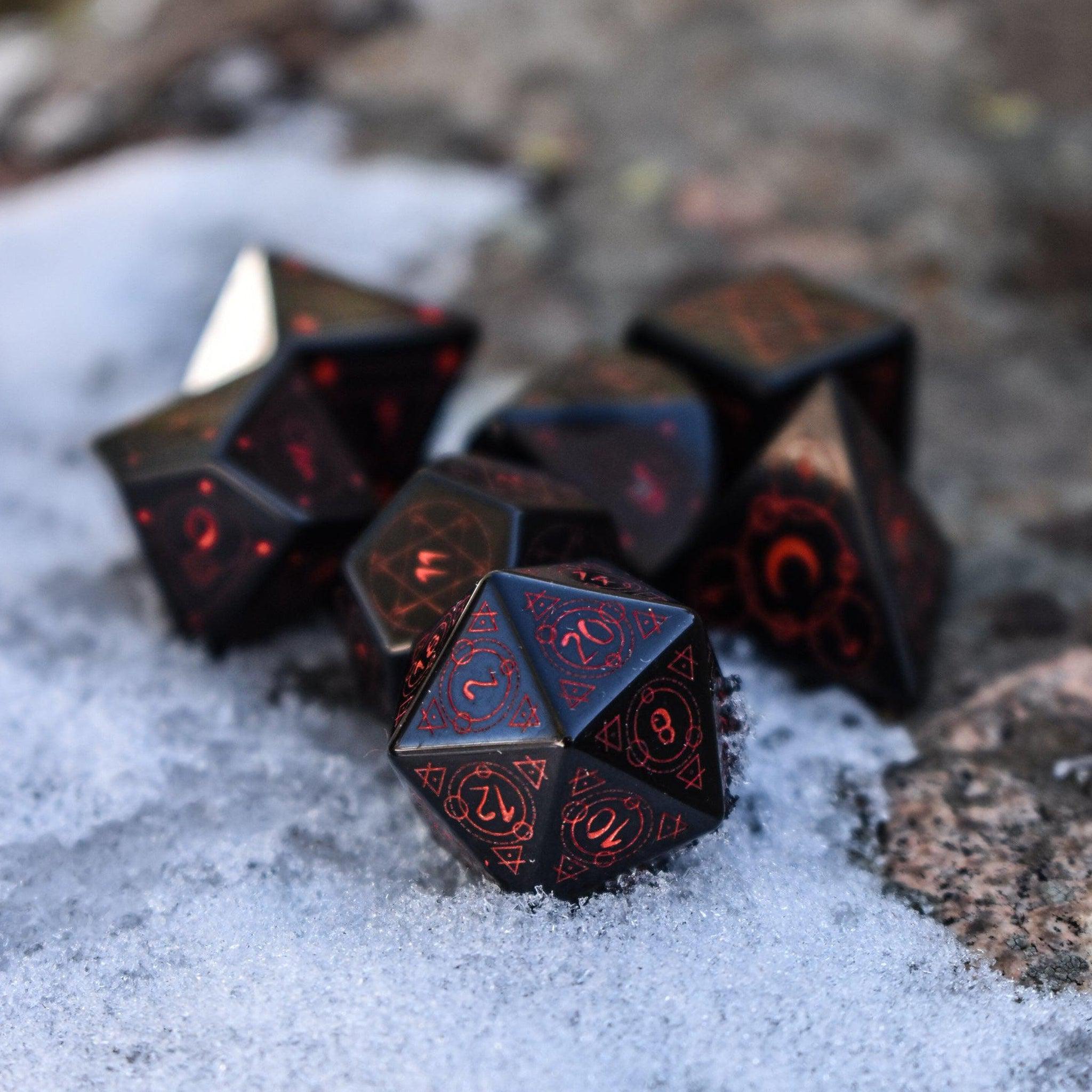 Spellcaster Obsidian Stone Dice Set - Misty Mountain Gaming - 4