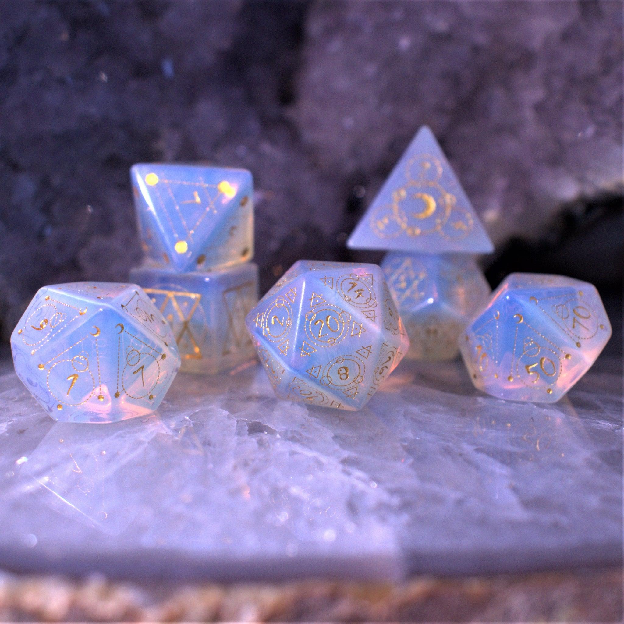 Spellcaster Opalite Stone Dice Set - Misty Mountain Gaming - 1