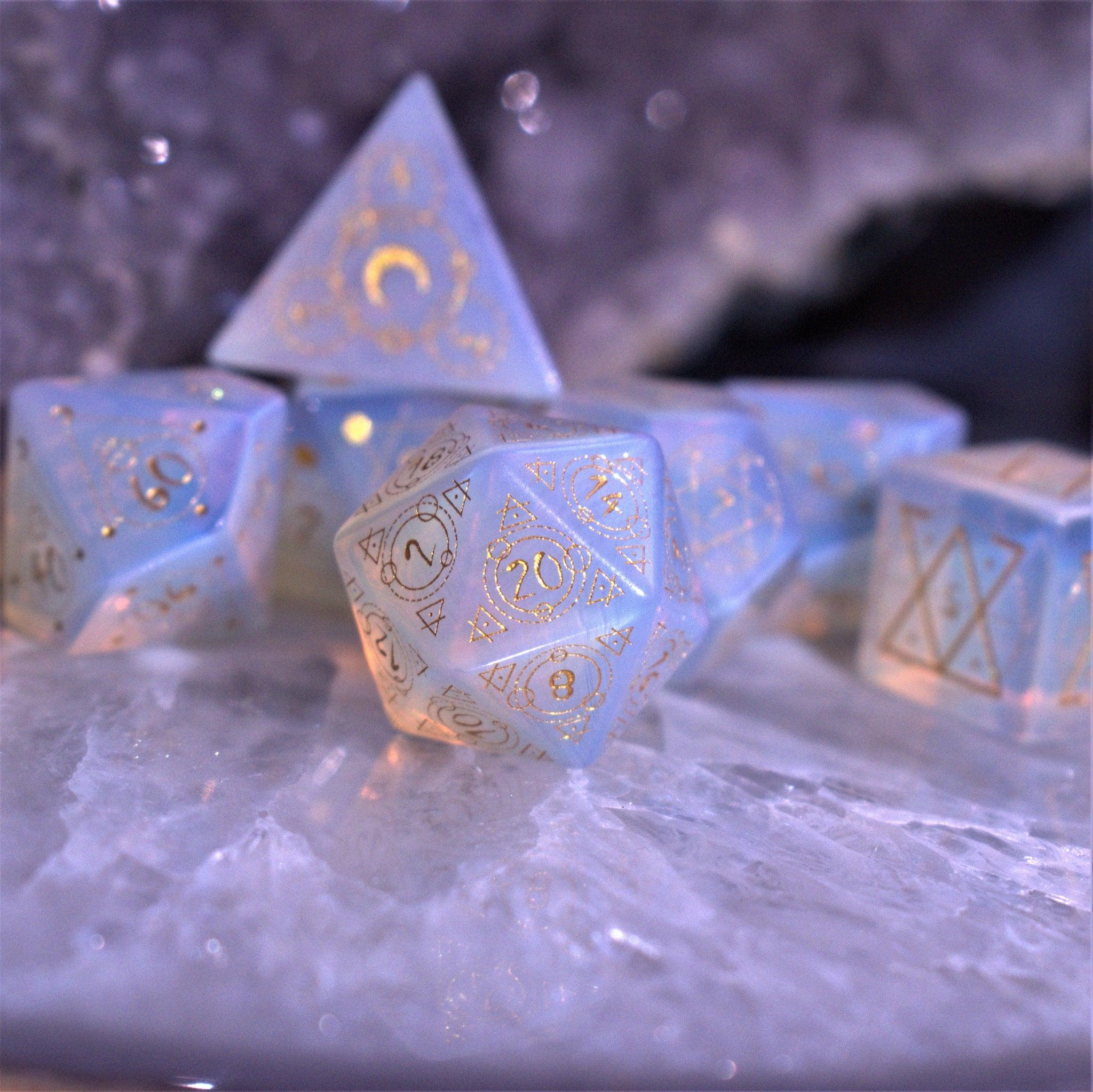 Spellcaster Opalite Stone Dice Set - Misty Mountain Gaming - 2