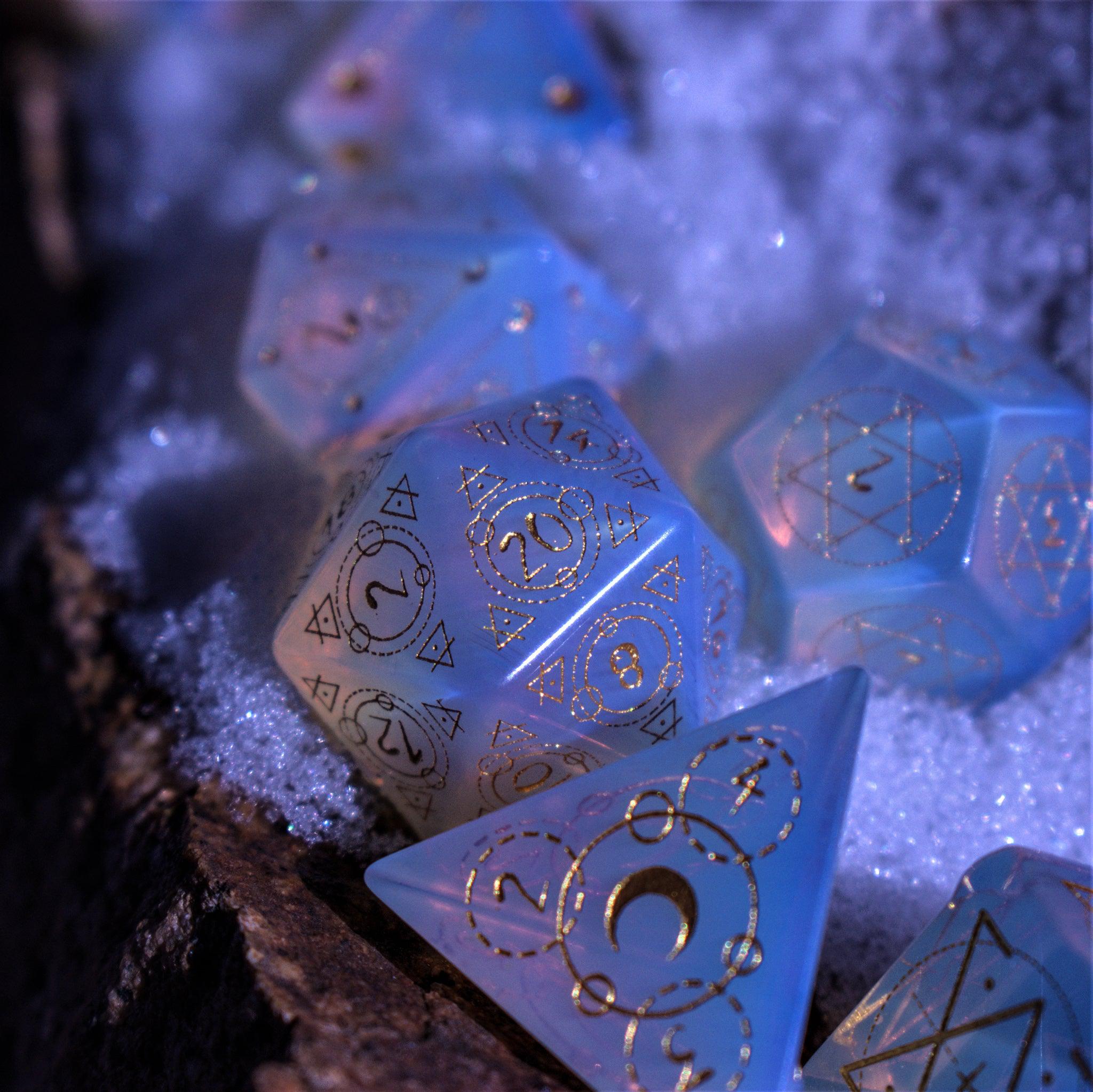 Spellcaster Opalite Stone Dice Set - Misty Mountain Gaming - 11