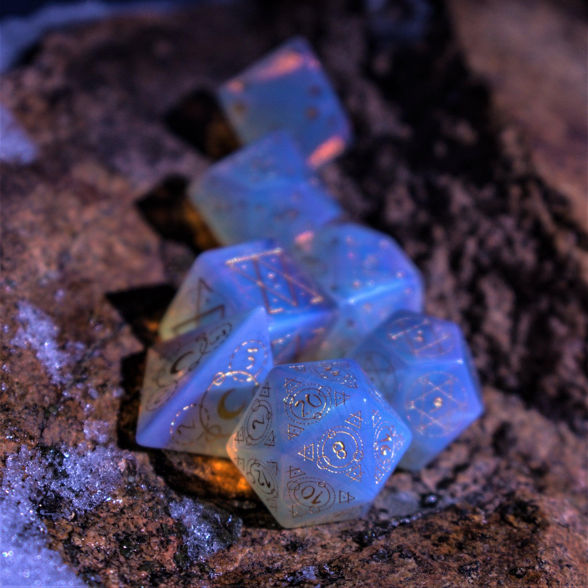 Spellcaster Opalite Stone Dice Set - Misty Mountain Gaming - 13