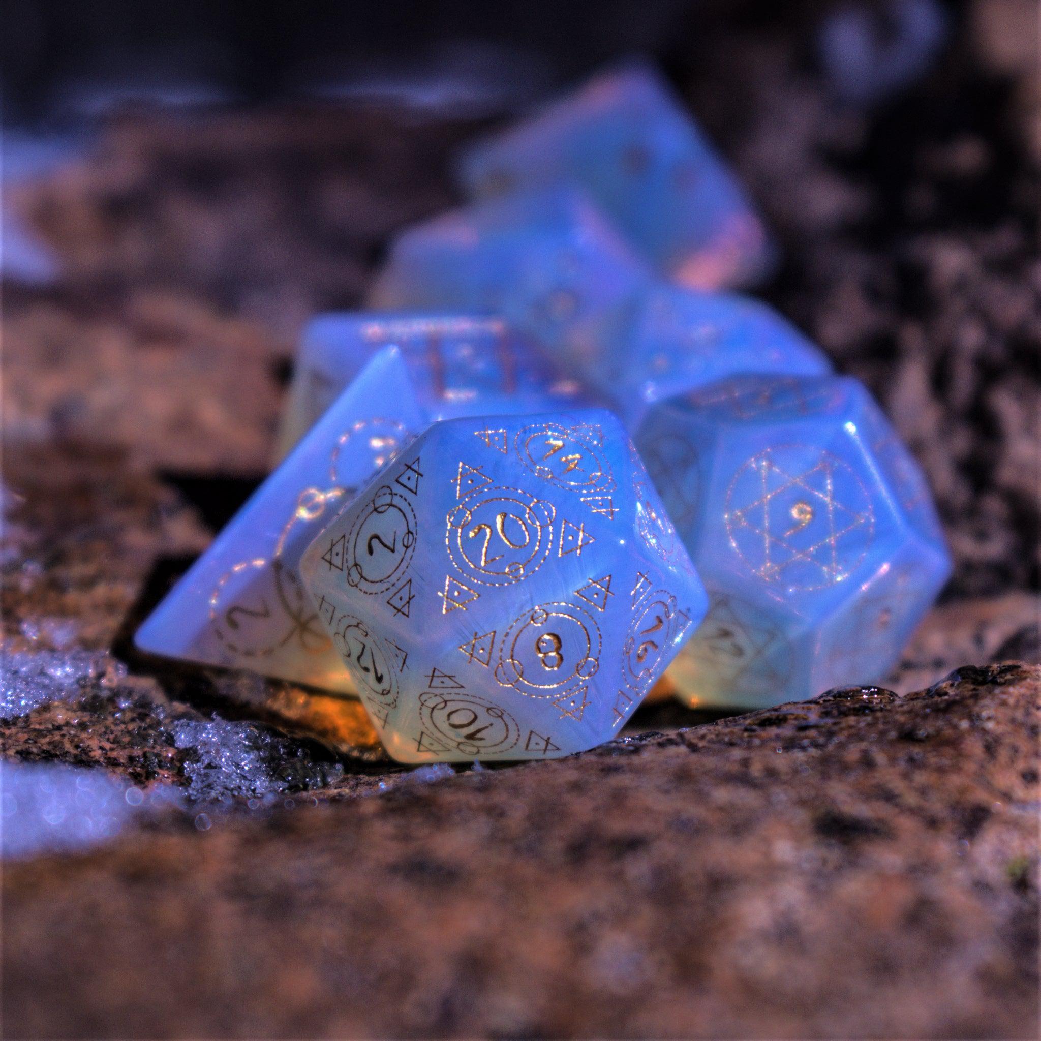 Spellcaster Opalite Stone Dice Set - Misty Mountain Gaming - 12