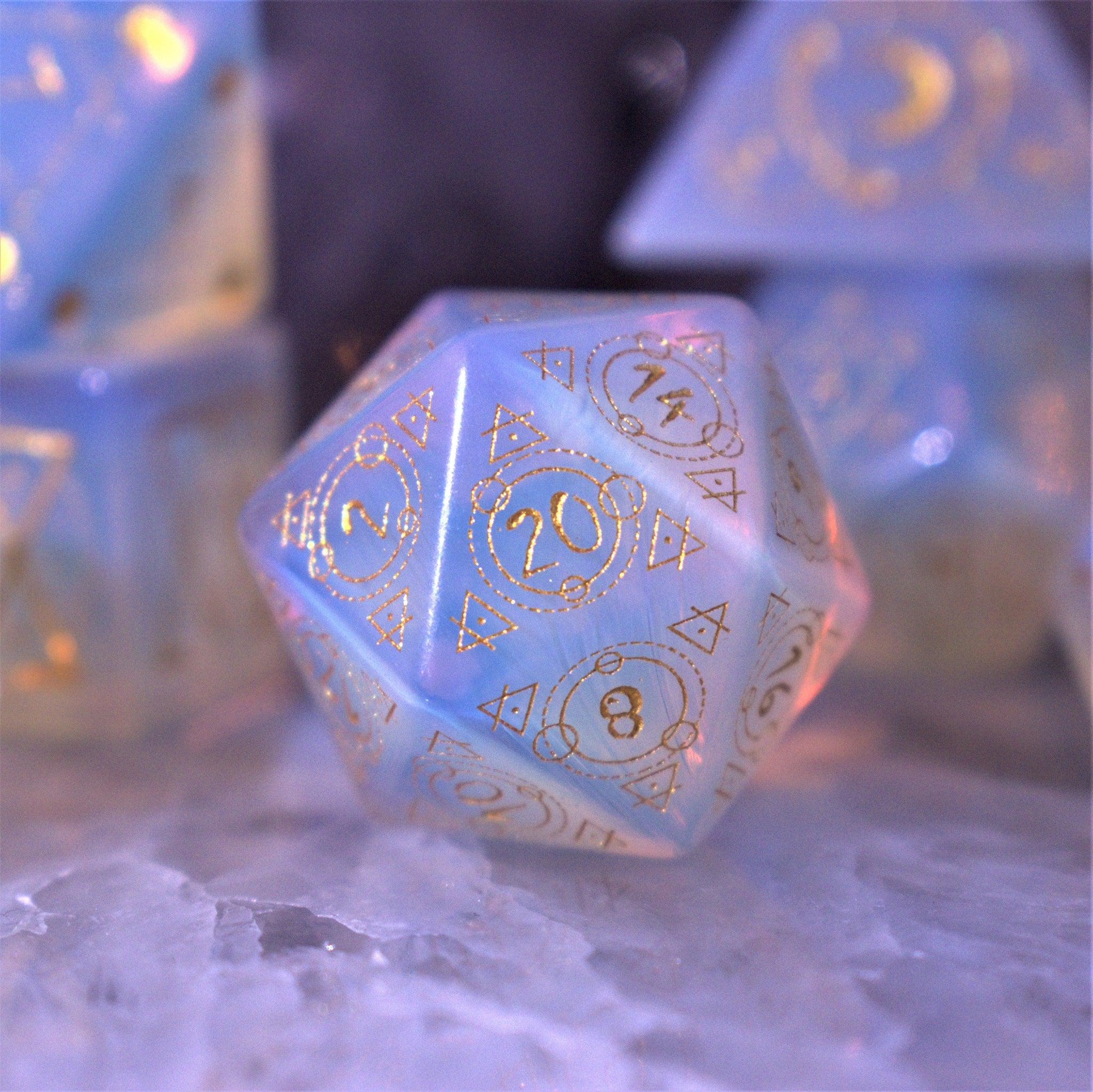 Spellcaster Opalite Stone Dice Set - Misty Mountain Gaming - 14