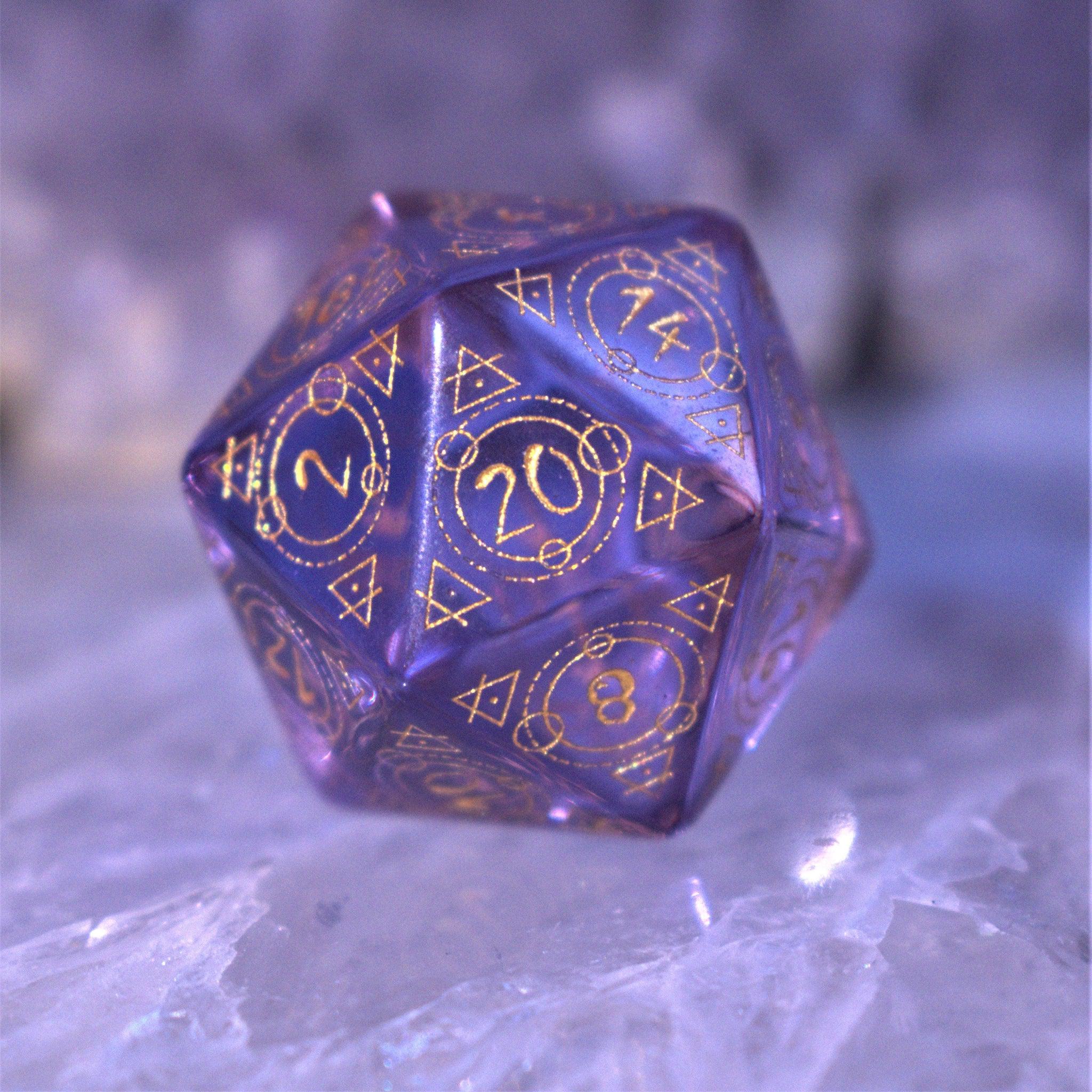 Spellcaster Purple Glass Dice Set - Misty Mountain Gaming - 6