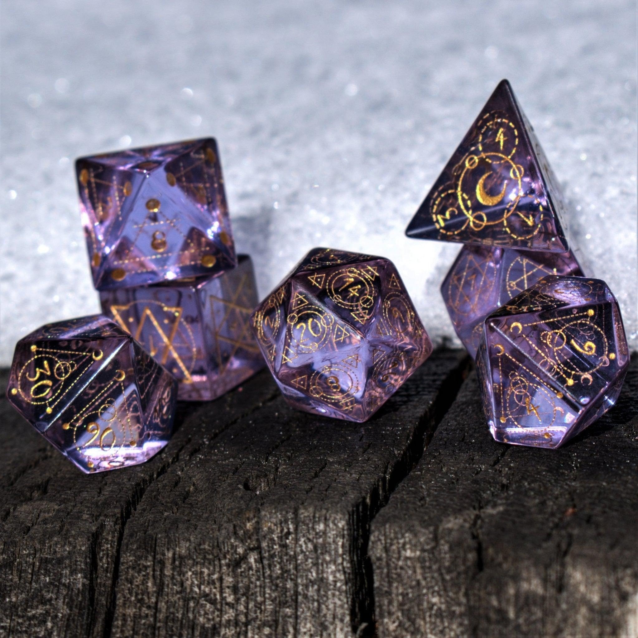 Spellcaster Purple Glass Dice Set - Misty Mountain Gaming - 2