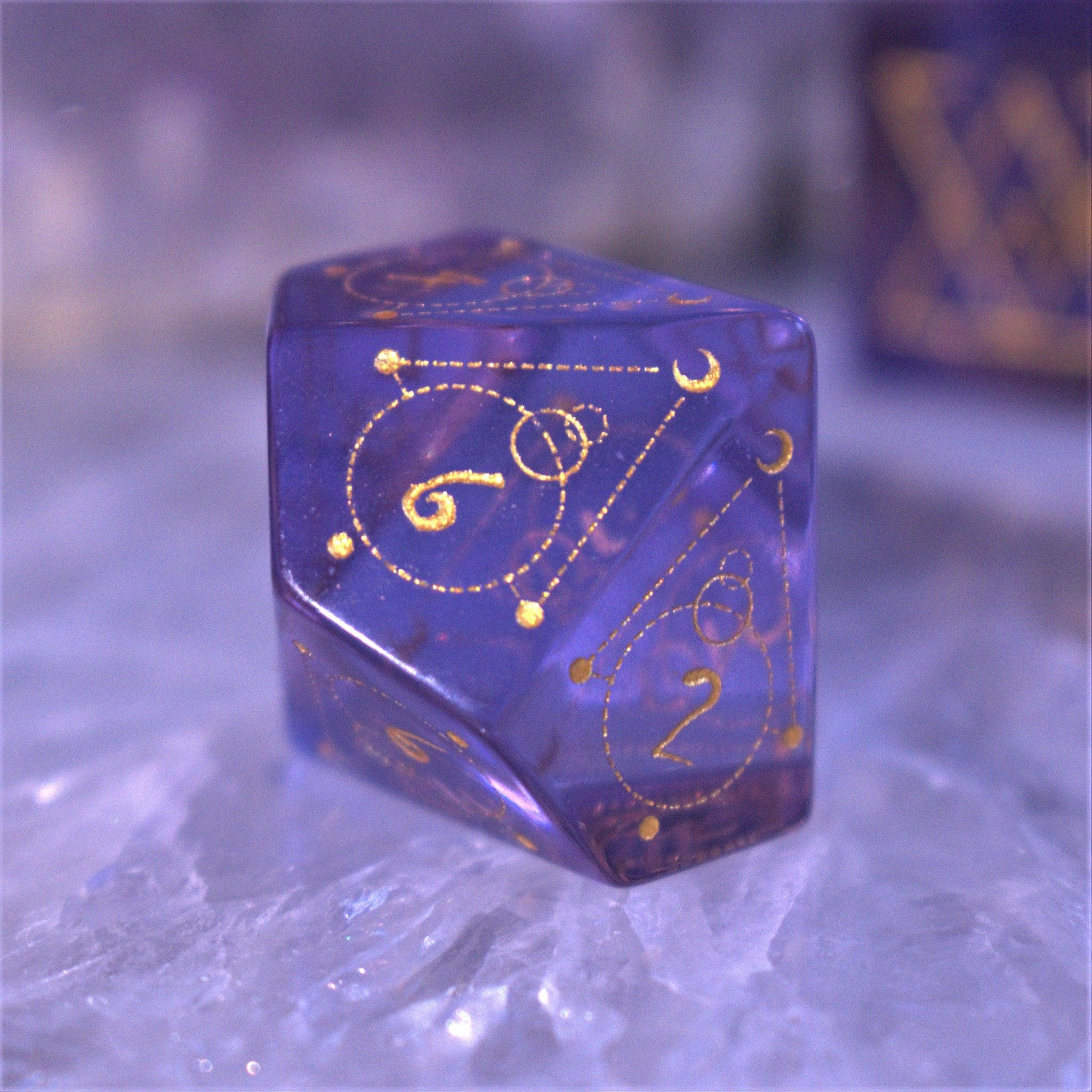 Spellcaster Purple Glass Dice Set - Misty Mountain Gaming - 5