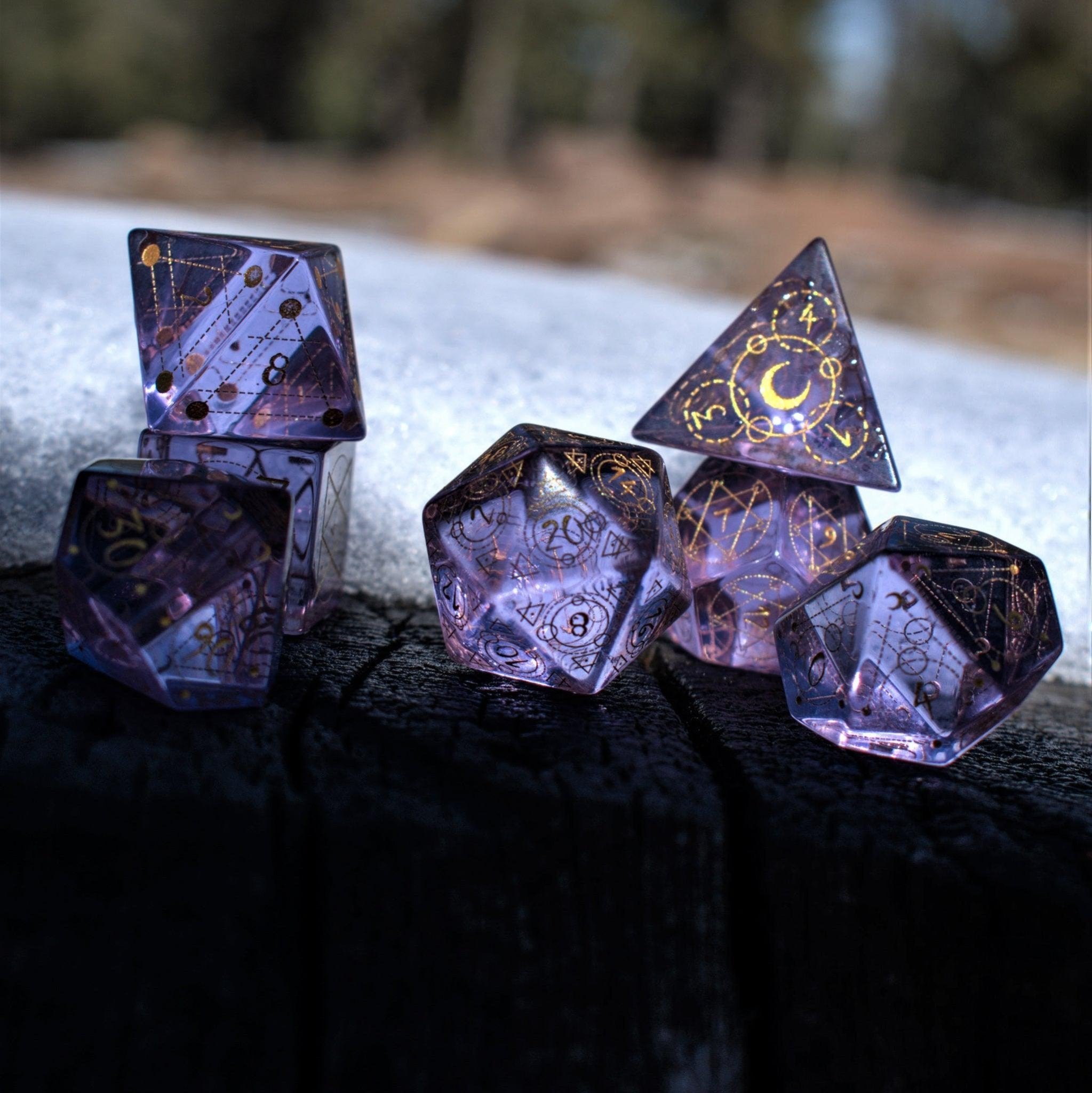 Spellcaster Purple Glass Dice Set - Misty Mountain Gaming - 11