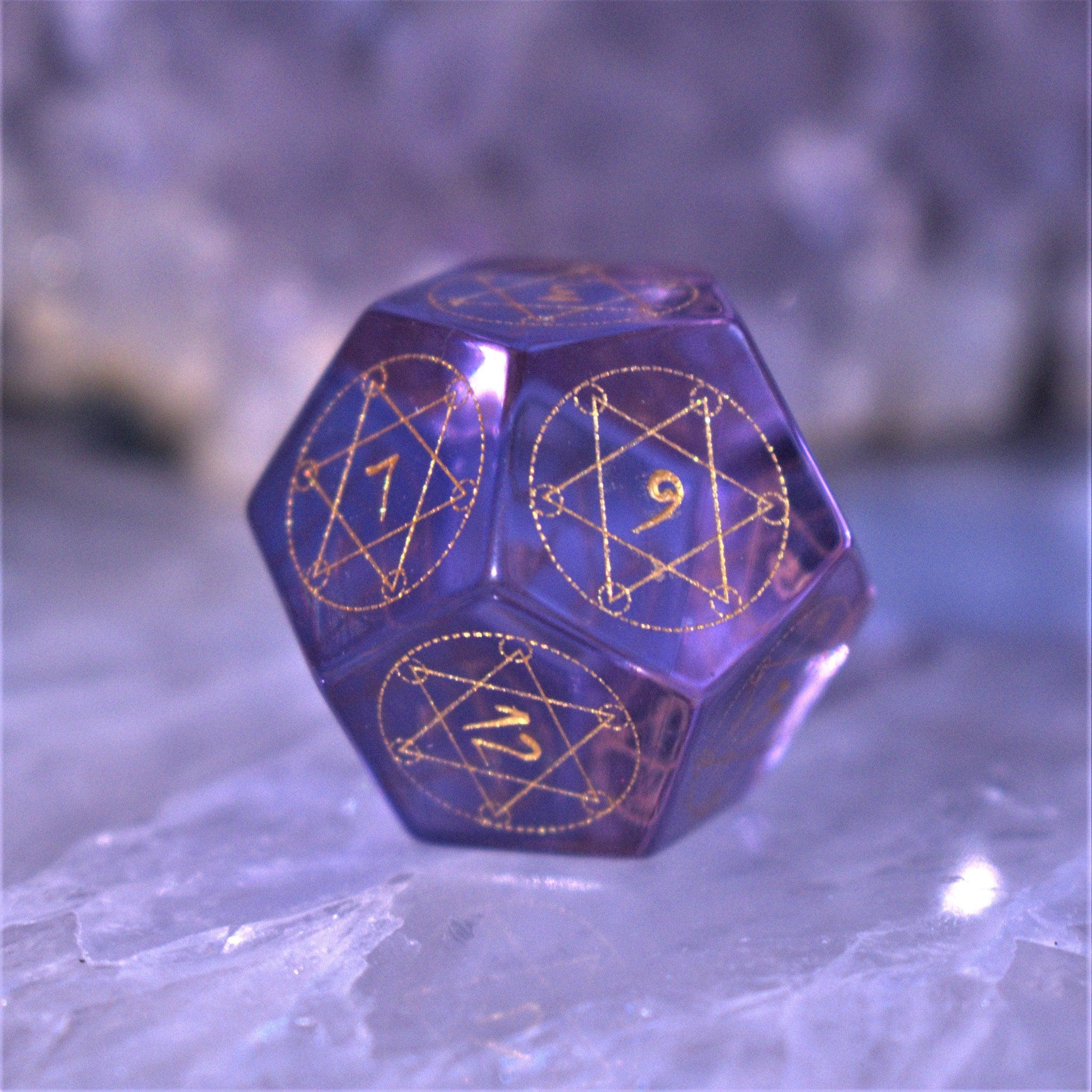 Spellcaster Purple Glass Dice Set - Misty Mountain Gaming - 9