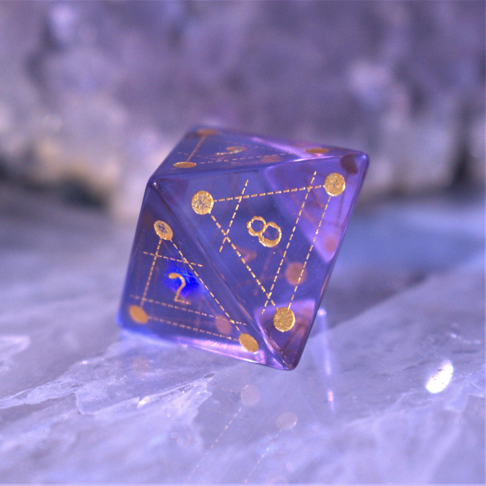 Spellcaster Purple Glass Dice Set - Misty Mountain Gaming - 8