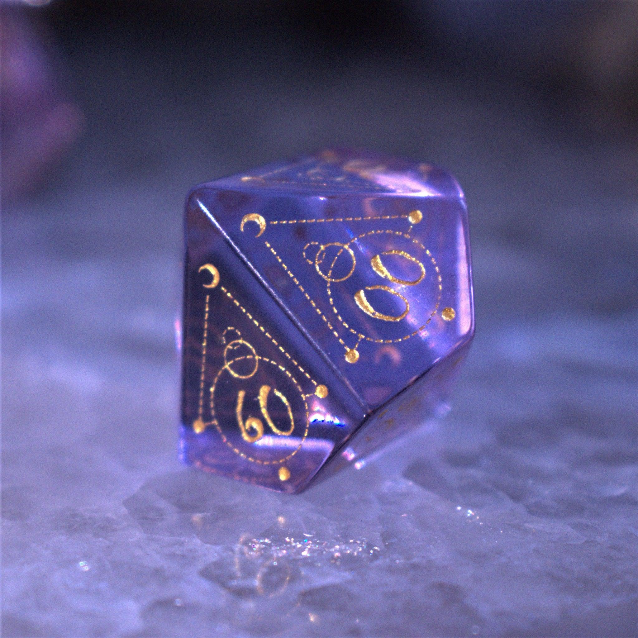 Spellcaster Purple Glass Dice Set - Misty Mountain Gaming - 4