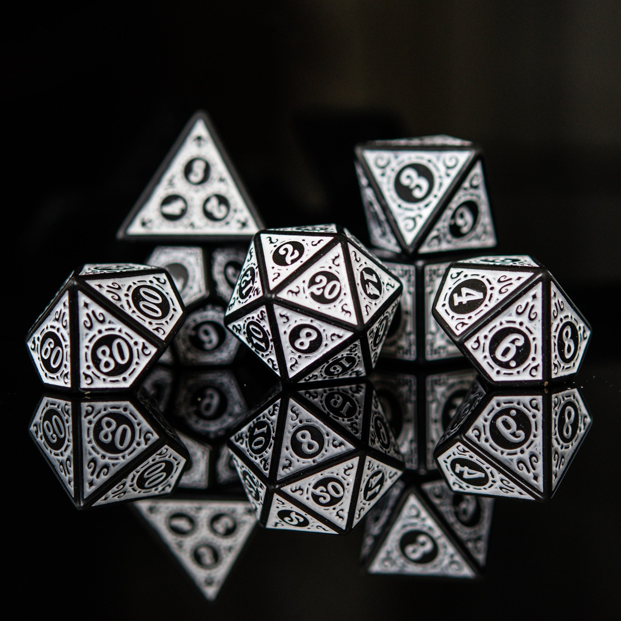 Temple Ruins White Acrylic Dice Set - Misty Mountain Gaming - 1