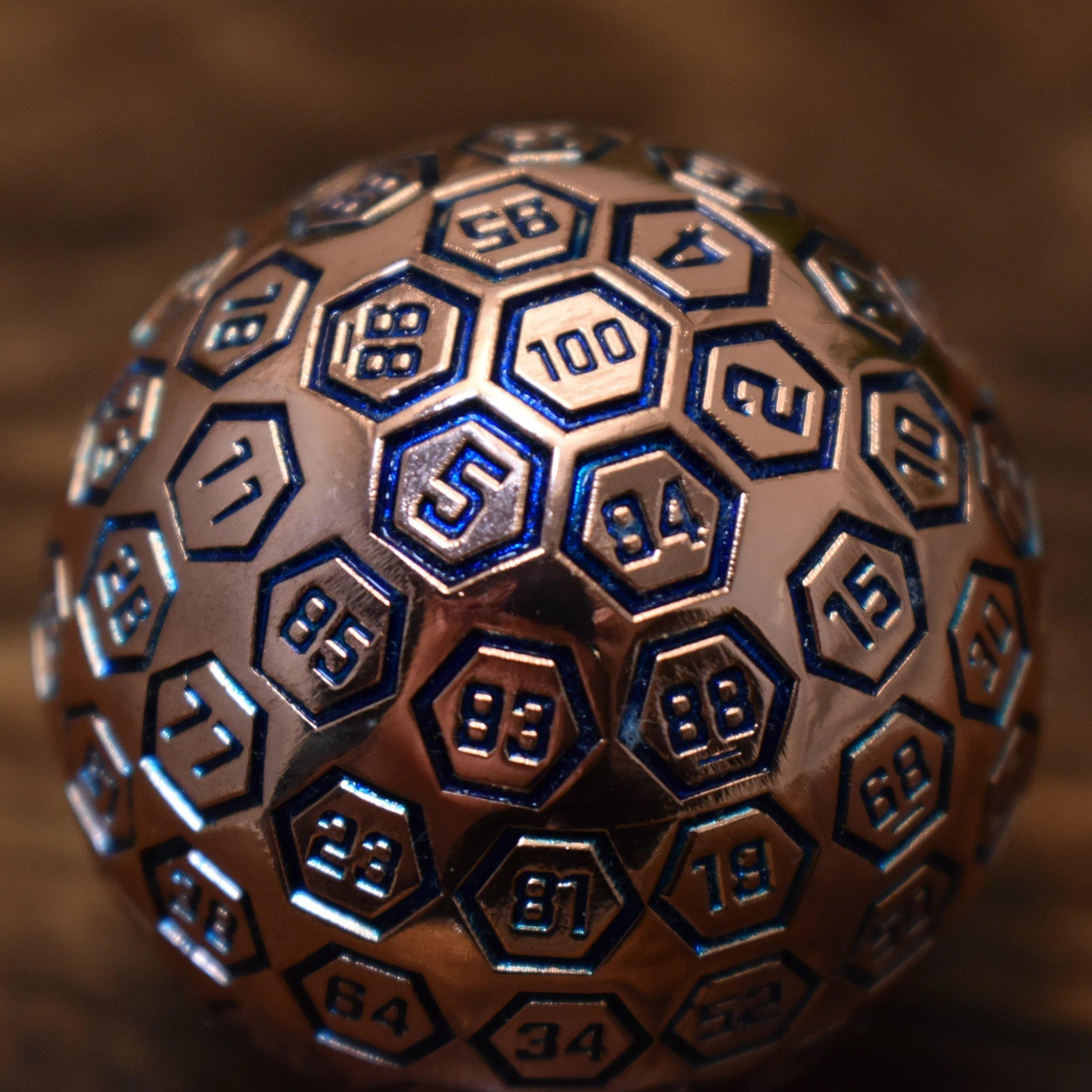 The Orb D100 - Aqua and Bronze Metal Die - Misty Mountain Gaming - 2