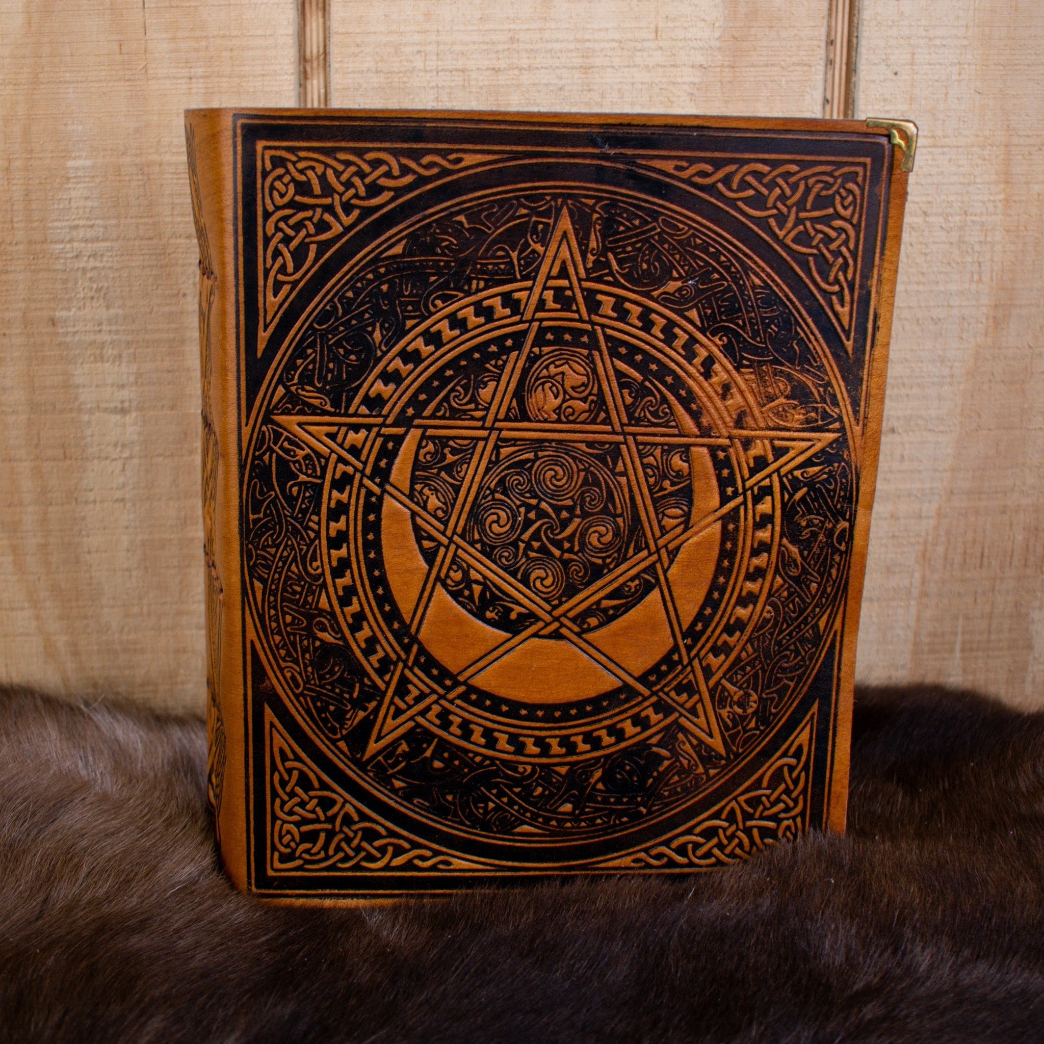 "The Pentacle" Tan Spellbook Leather Journal - Misty Mountain Gaming - 1