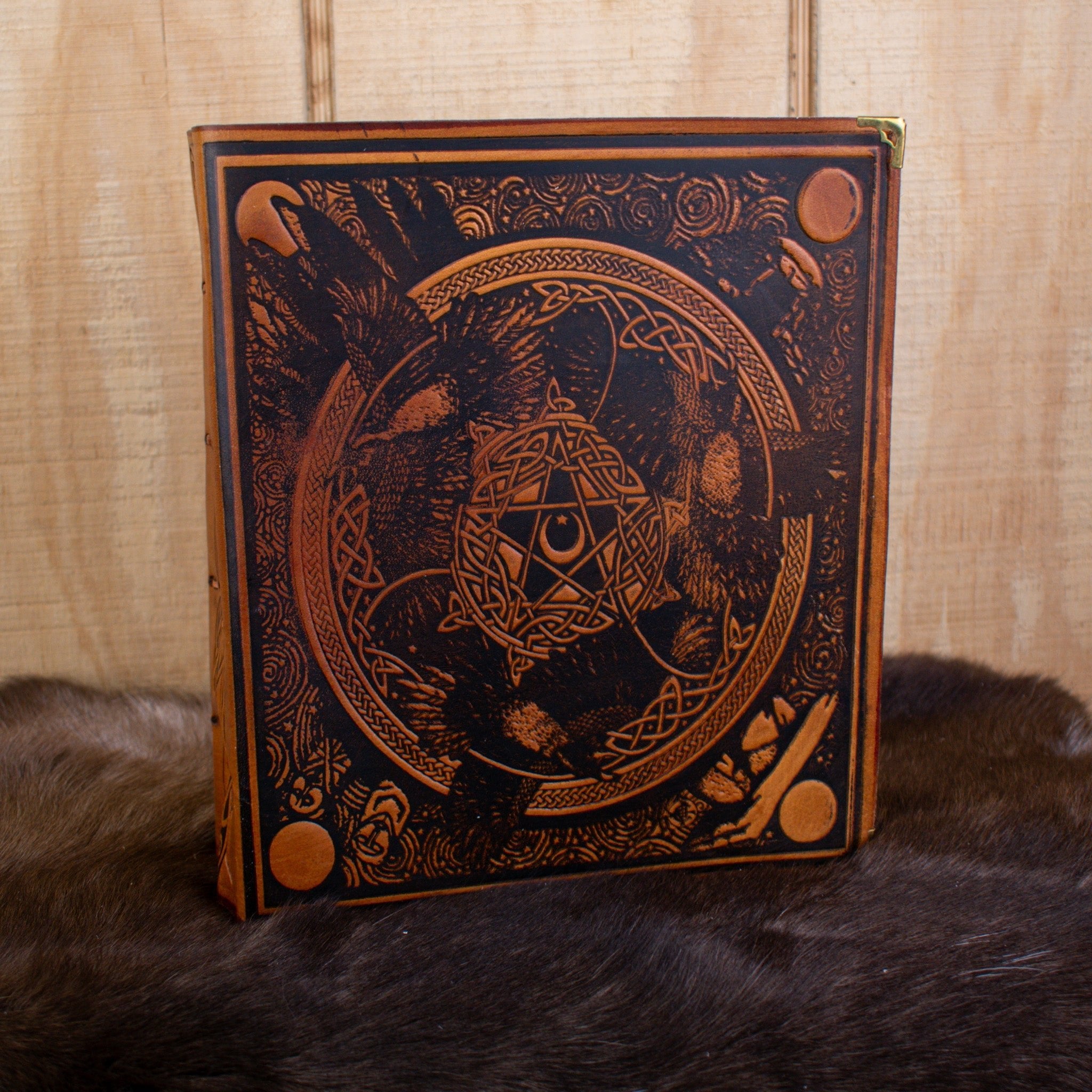 "The Ravens" Tan Spellbook Leather Journal - Misty Mountain Gaming - 1