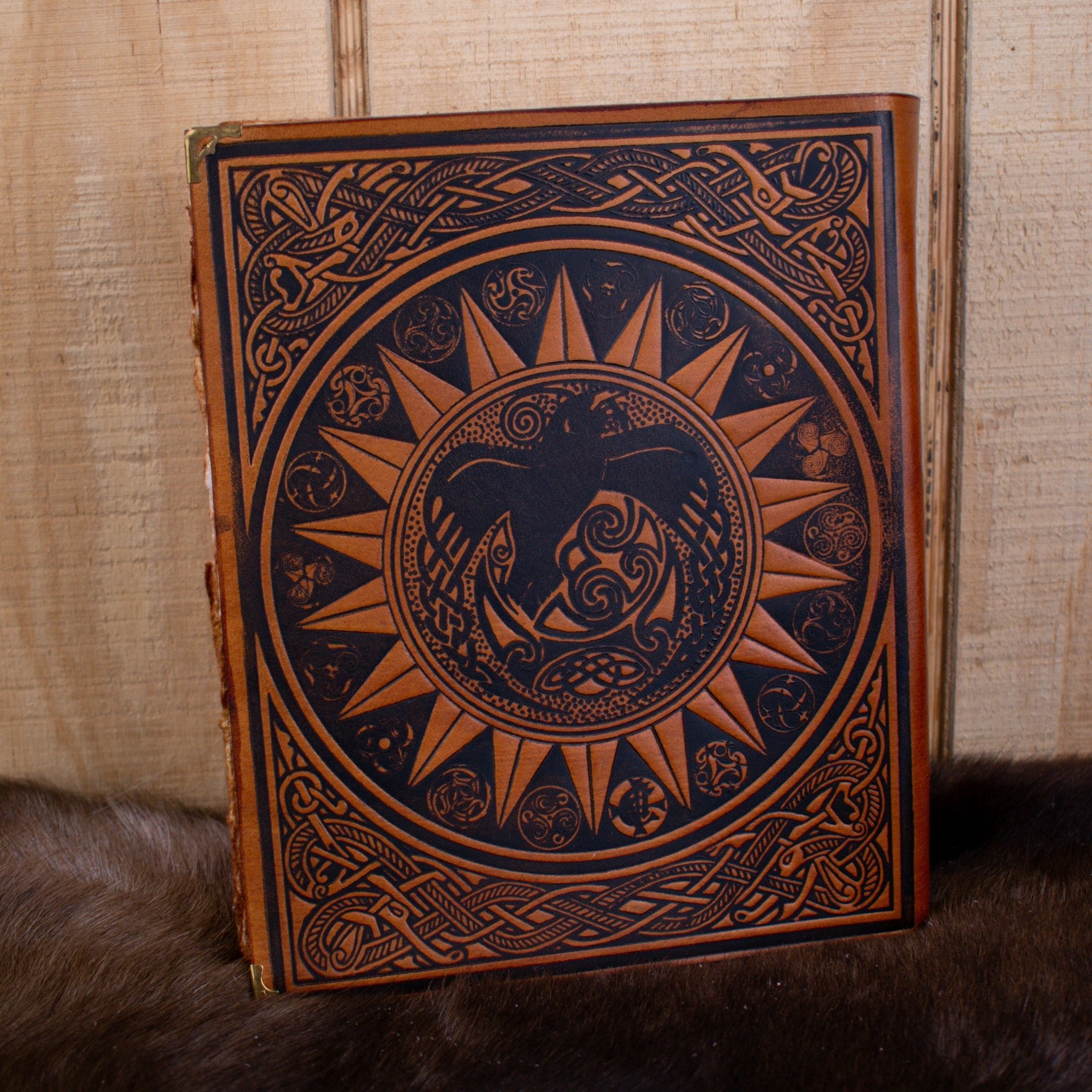 "The Ravens" Tan Spellbook Leather Journal - Misty Mountain Gaming - 2