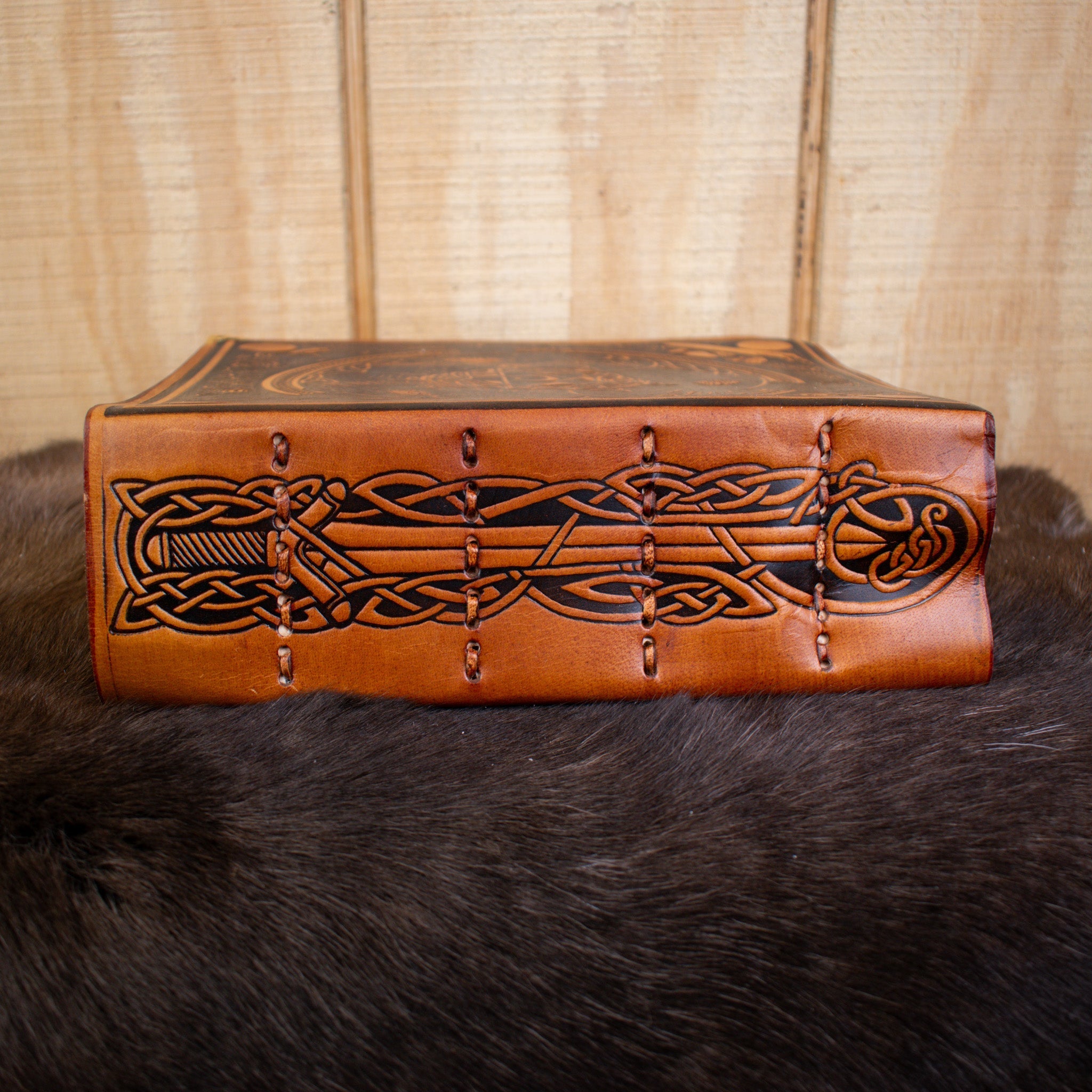 "The Ravens" Tan Spellbook Leather Journal - Misty Mountain Gaming - 4