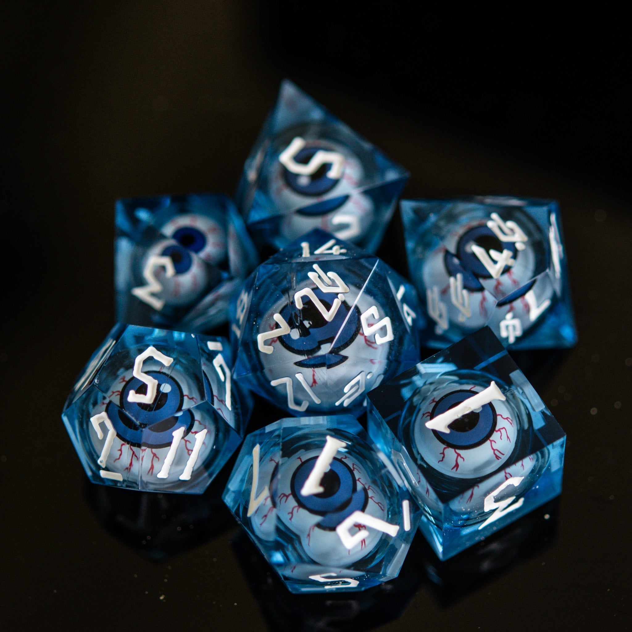 The Watcher: Blue - Eyed Liquid Core Dice Set - Misty Mountain Gaming - 1