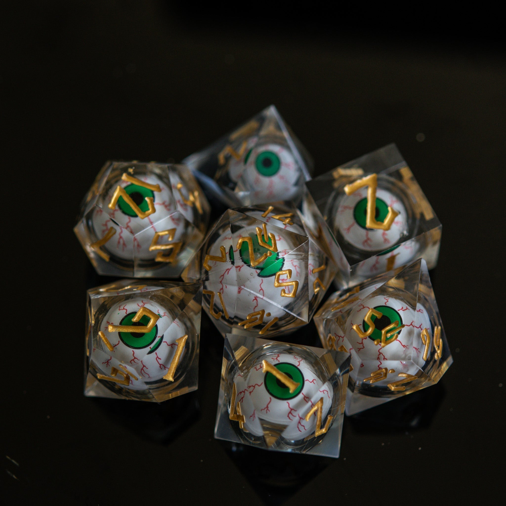 The Watcher: Green - Eyed Liquid Core Dice Set - Misty Mountain Gaming - 1