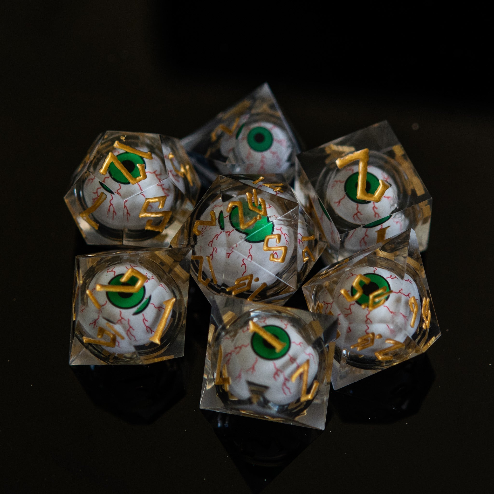 The Watcher: Green - Eyed Liquid Core Dice Set - Misty Mountain Gaming - 3