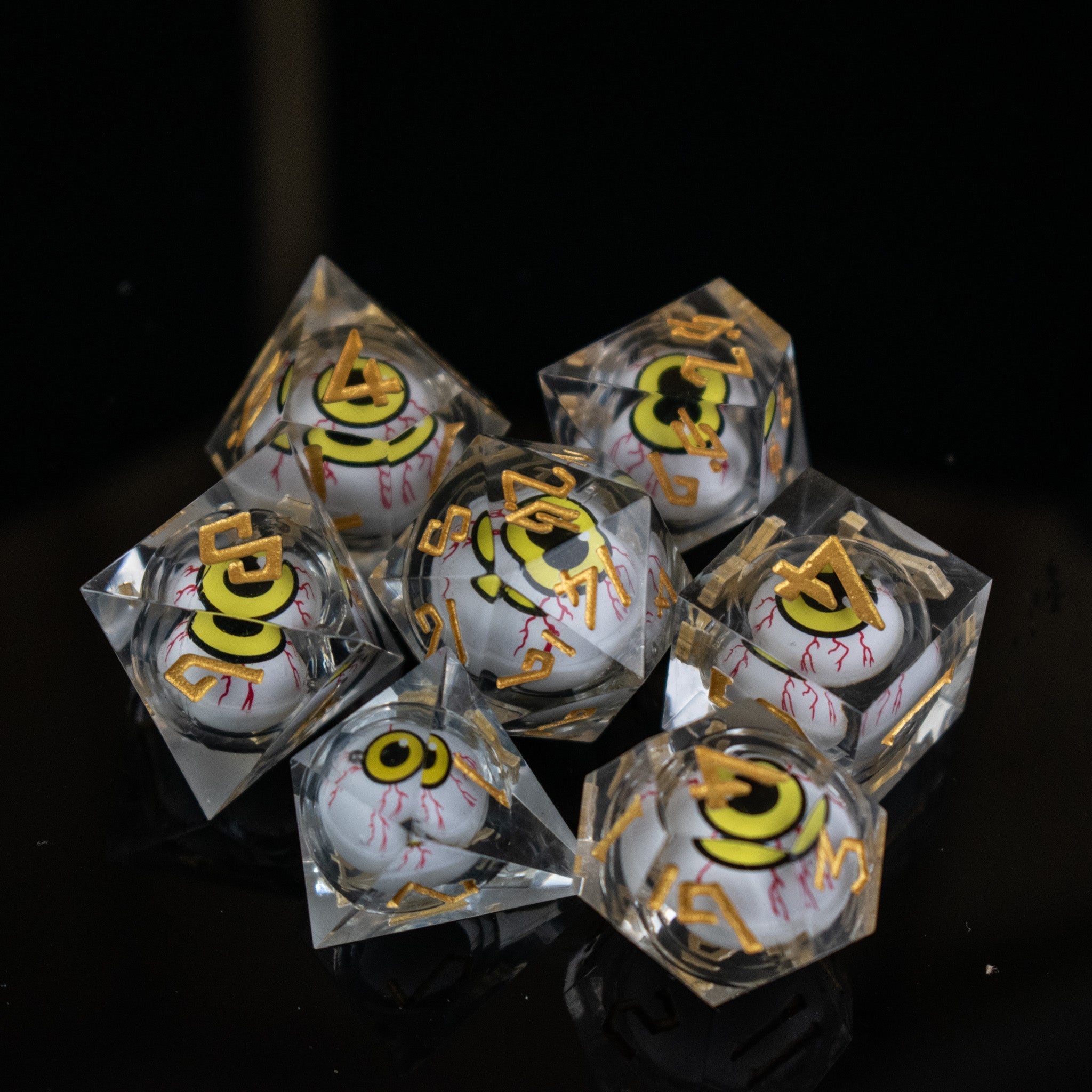 The Watcher: Yellow - Eyed Liquid Core Dice Set - Misty Mountain Gaming - 1