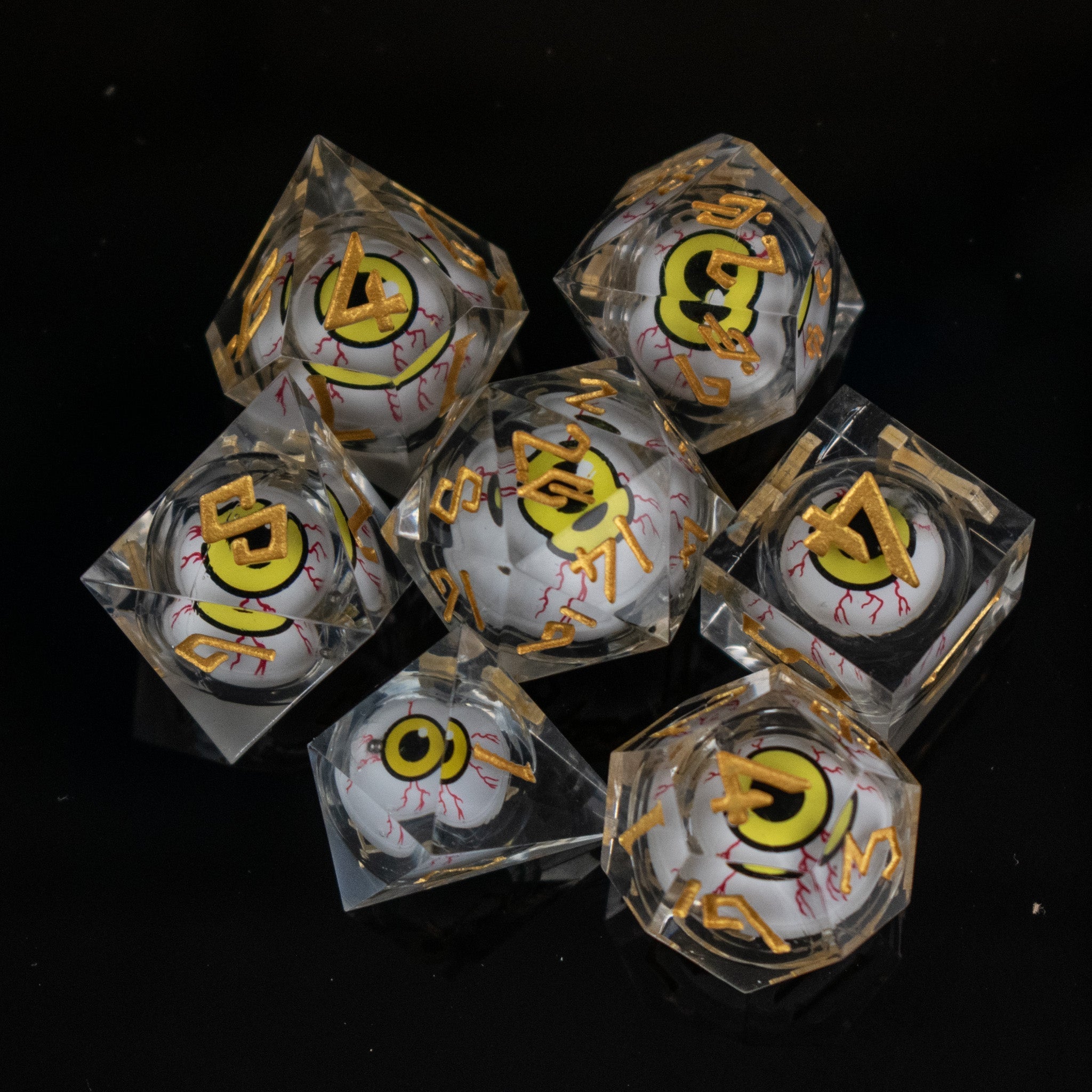 The Watcher: Yellow - Eyed Liquid Core Dice Set - Misty Mountain Gaming - 2